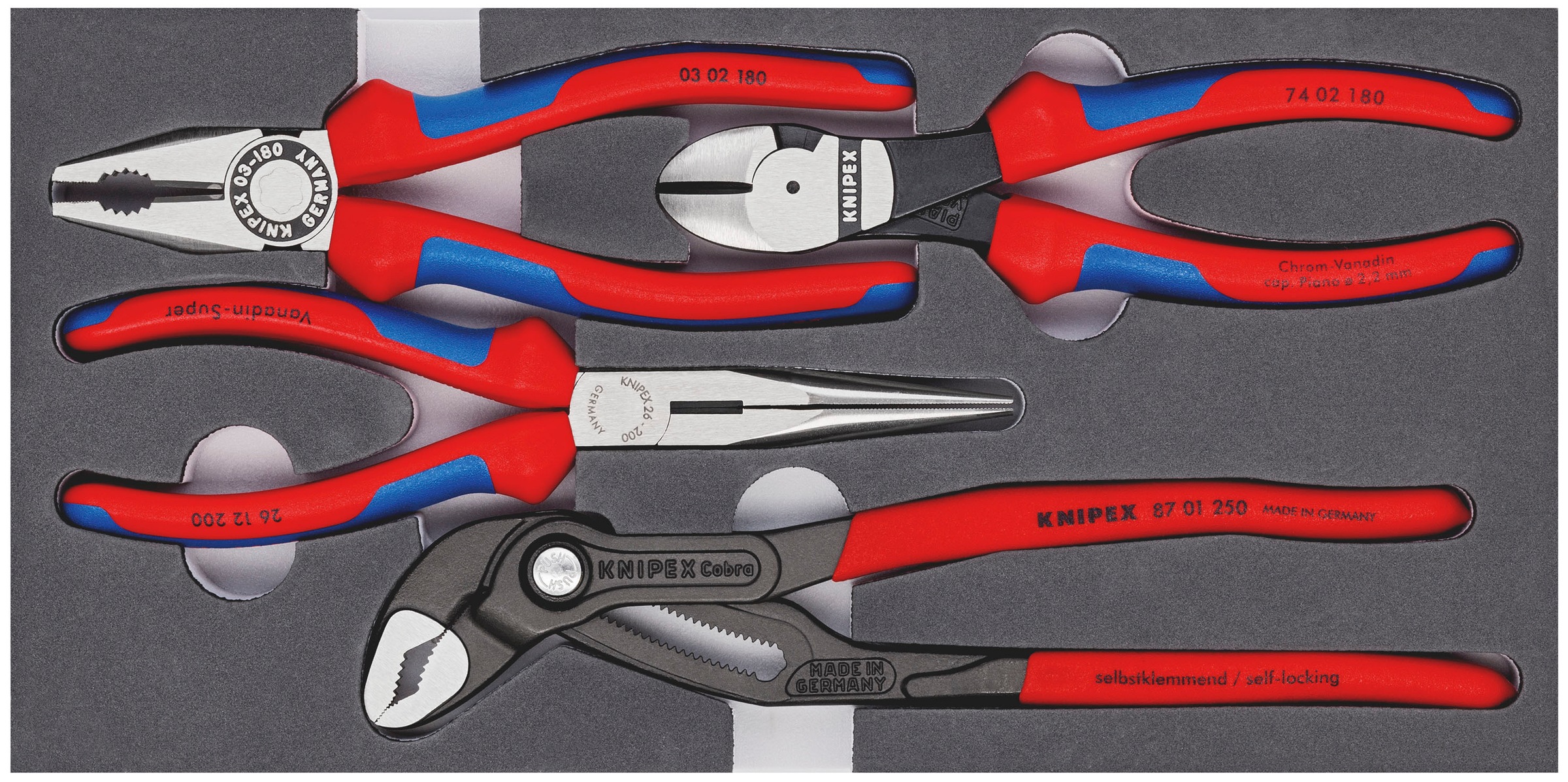 Knipex Zangenset »00 20 01 V15«, in Schaumstoffeinlage