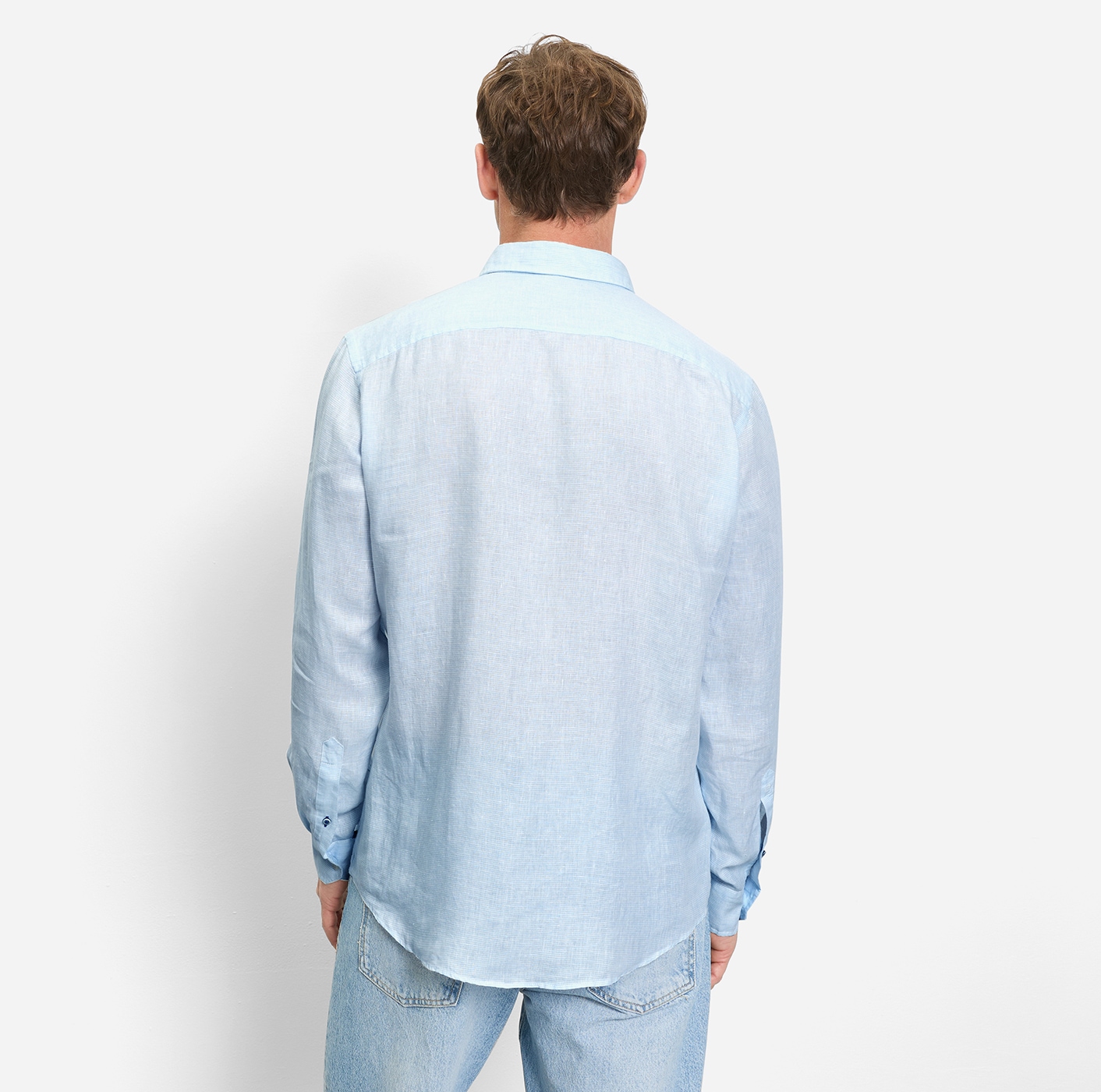 OLYMP Langarmhemd Casual, Button-down-Kragen, regular fit, Leinen