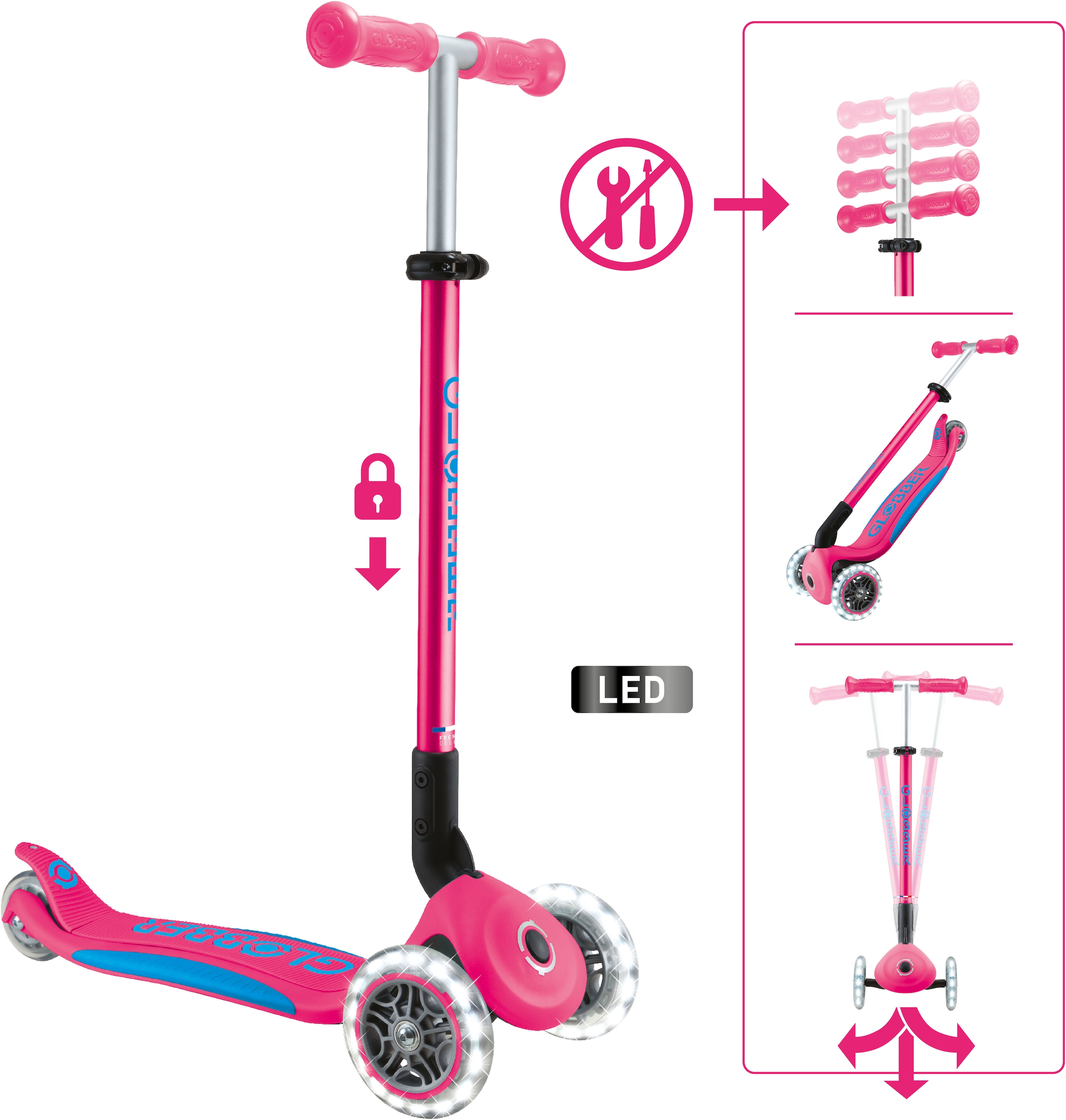Globber Tretroller »GLOBBER ELITE LIGHTS, mit Leuchtrollen«