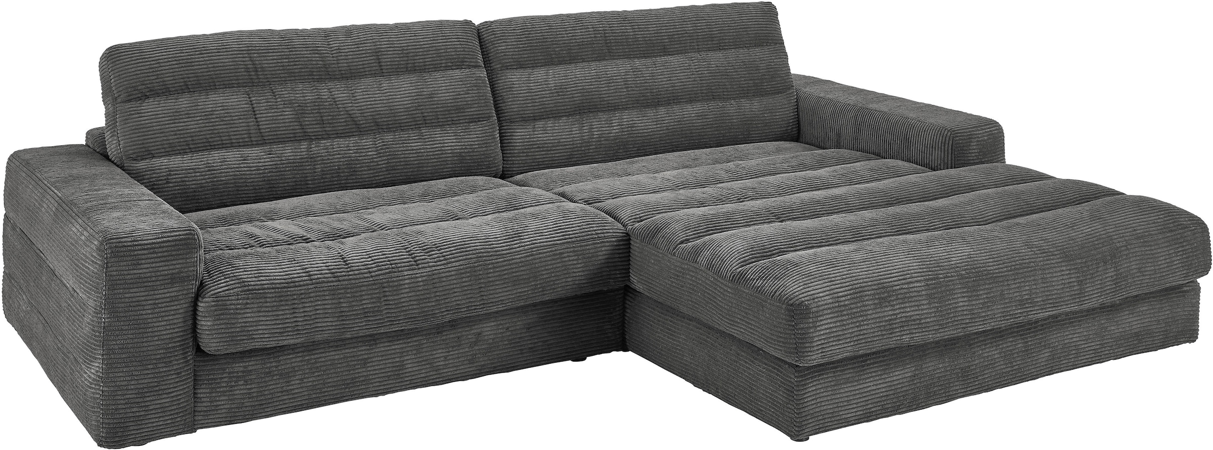 3C Candy Ecksofa »Stripes Mega-Sofa, bequem und komfortabel, L-Form«, Lose Rückenkissen, mit feiner Quersteppung, Cord-Bezug