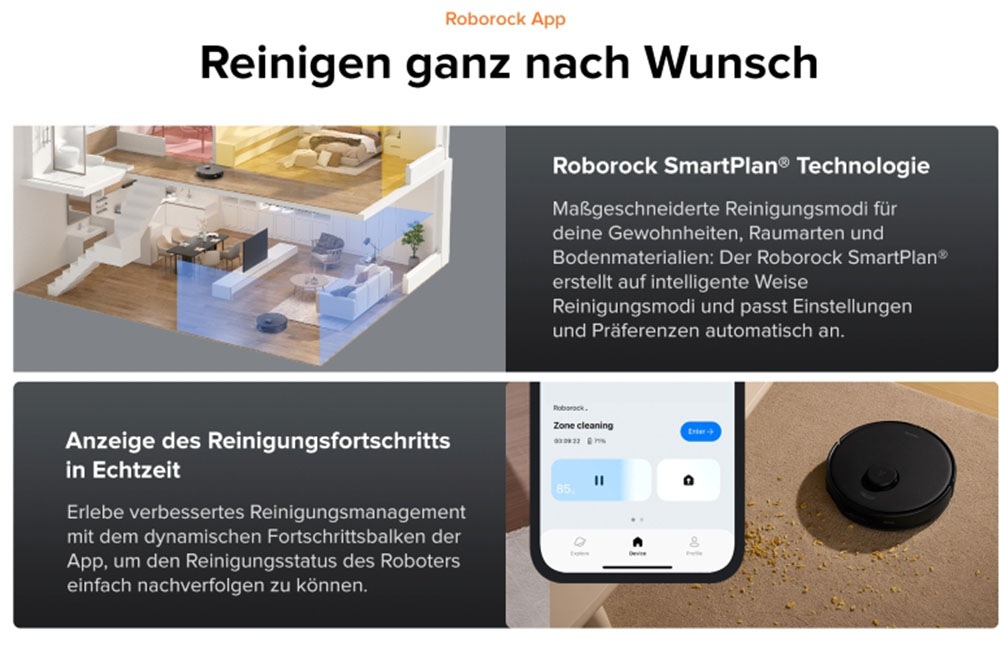 Roborock Saugroboter »Roborock Qrevo Edge 5V1 mit Wischfunktion, virtuelle Sperrzonen,« intellig. Software, präzise Raumzuordnung, individ. Reinigungspläne