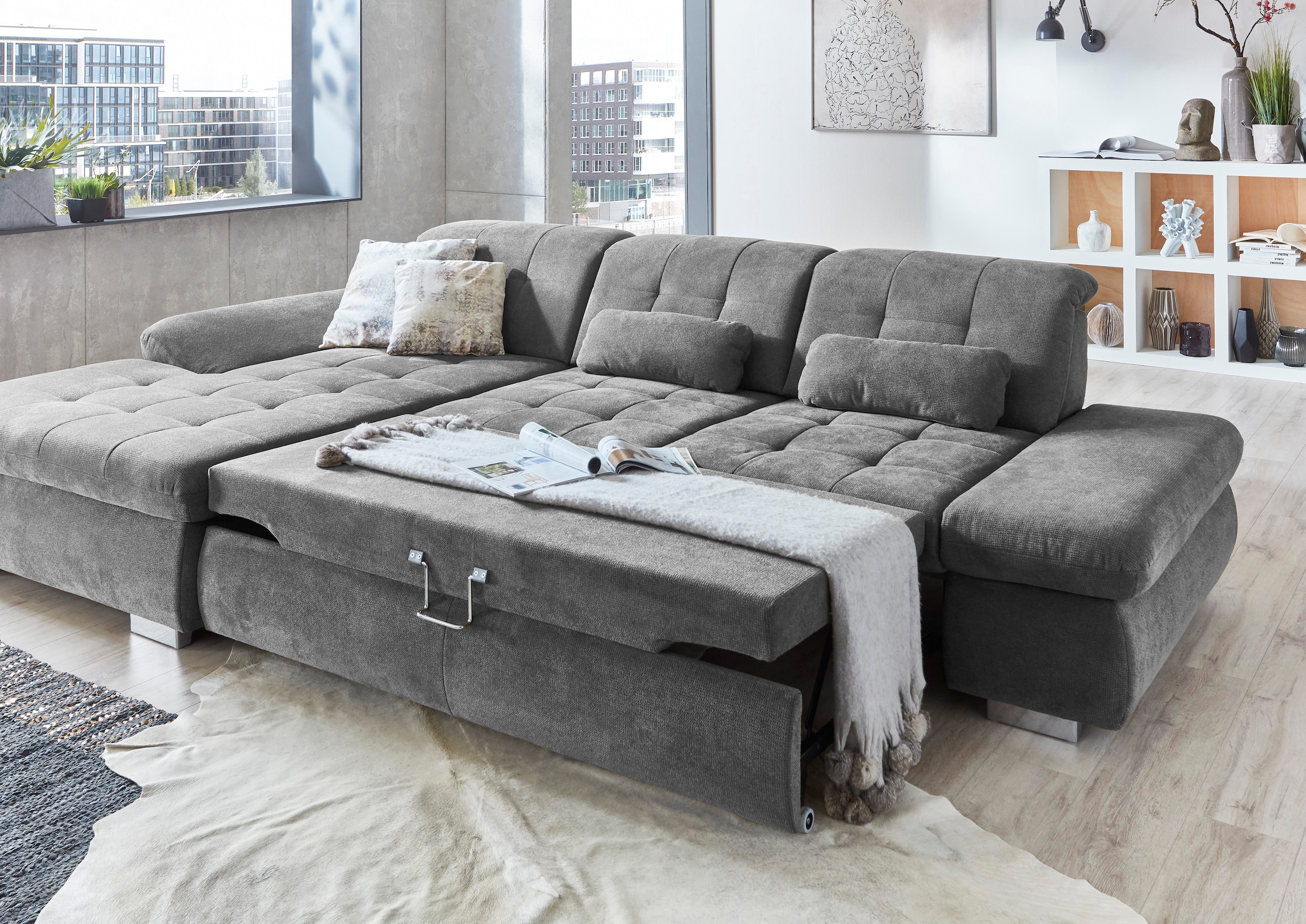 Die PlanBar Ecksofa »MP-IN17004 L-Form«, wahlweise mit Bettfunktion, Sitztiefen- und Kopfteilverstellung