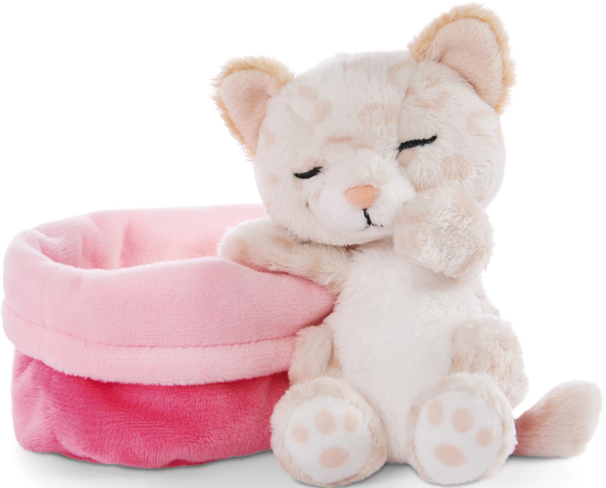 Nici Kuscheltier »Sleeping Pets, Kätzchen mit Leopardenmuster, 12 cm«, im Körbchen