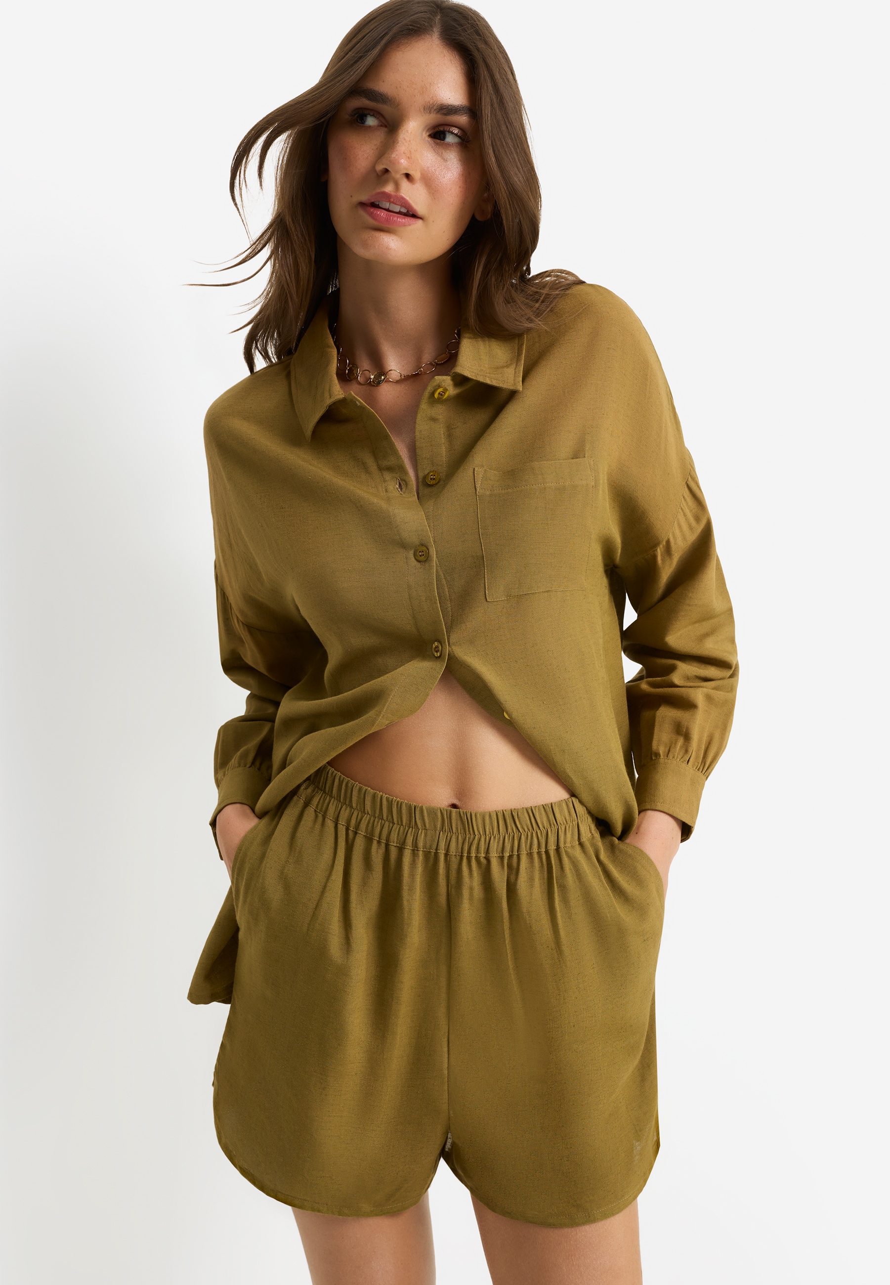 LSCN by LASCANA Langarmbluse Set, mit Shorts, 2 tlg.