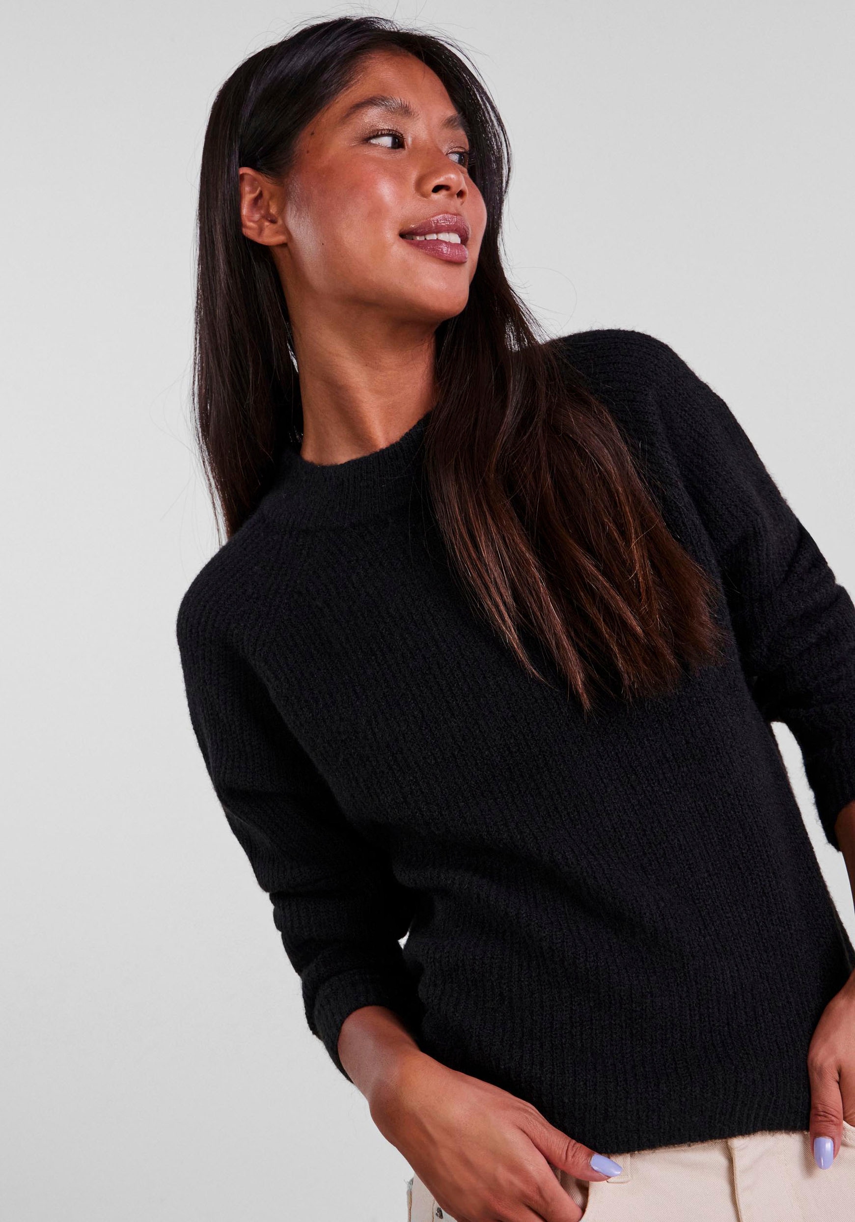 pieces Rundhalspullover »PCELLEN LS O-NECK KNIT NOOS BC«