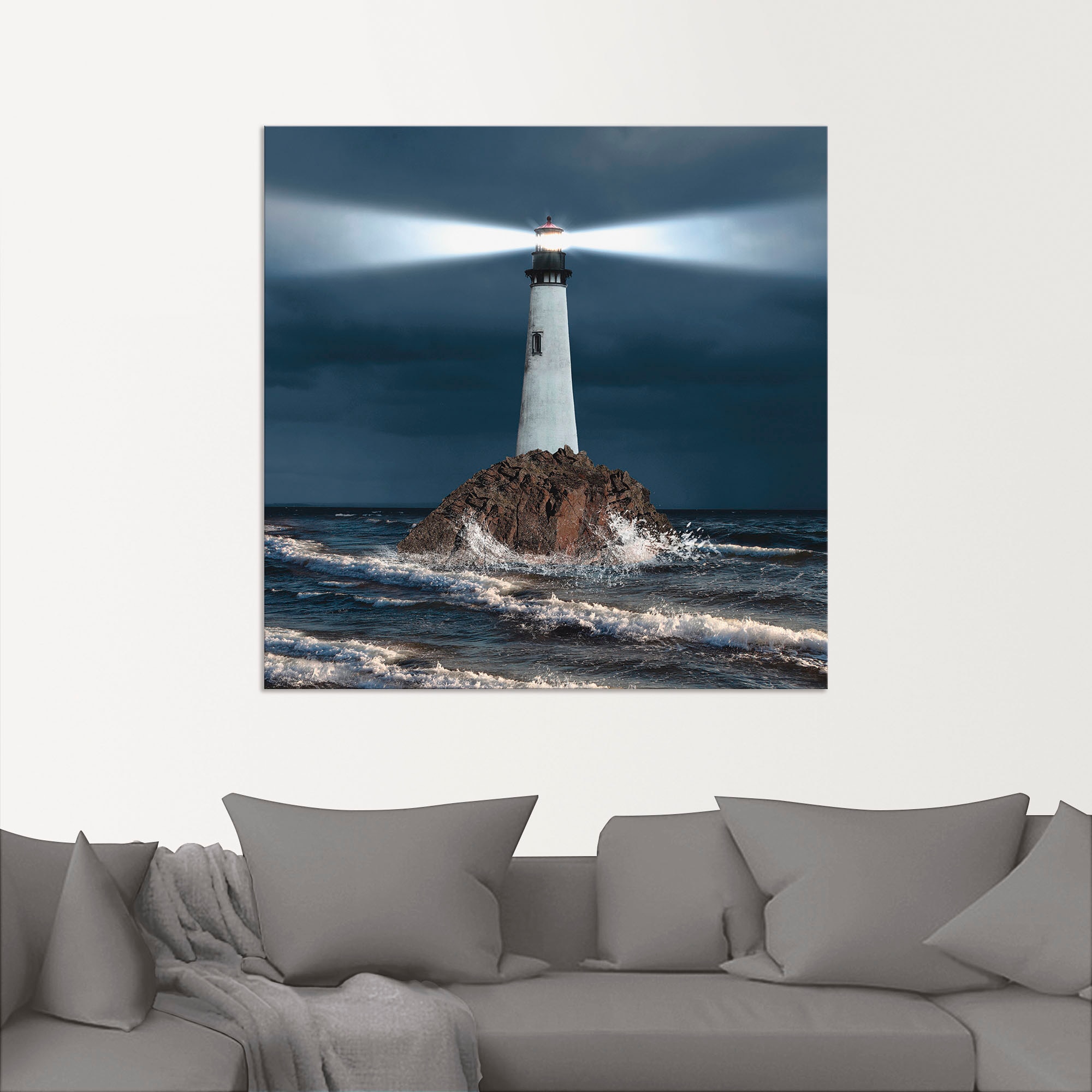 Artland Wandbild »Bild von Lichtstrahl«, Leuchtturm OTTO Shop im St.) Online mit Gebäude, (1