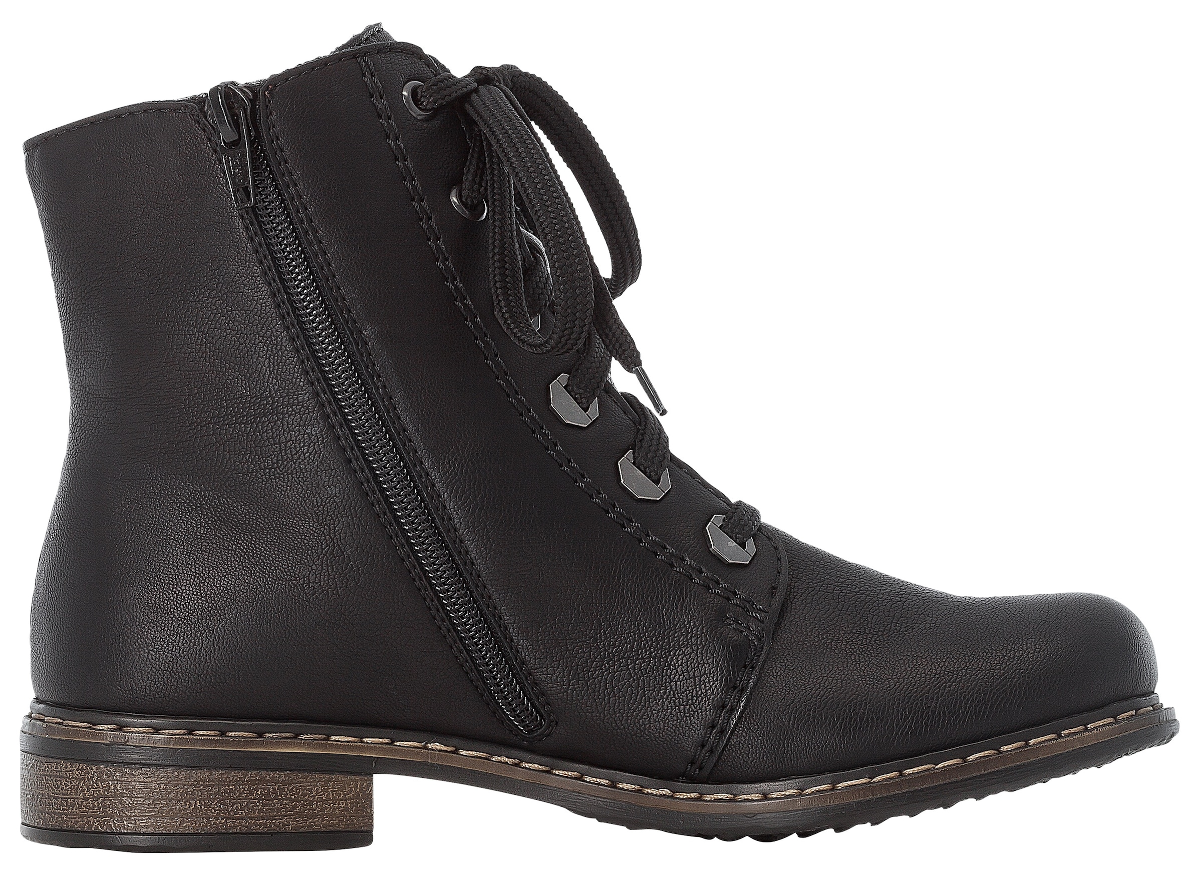 Rieker Schnürboots, Schnürstiefelette, Blockabsatz, mit Zierreißverschluss außen