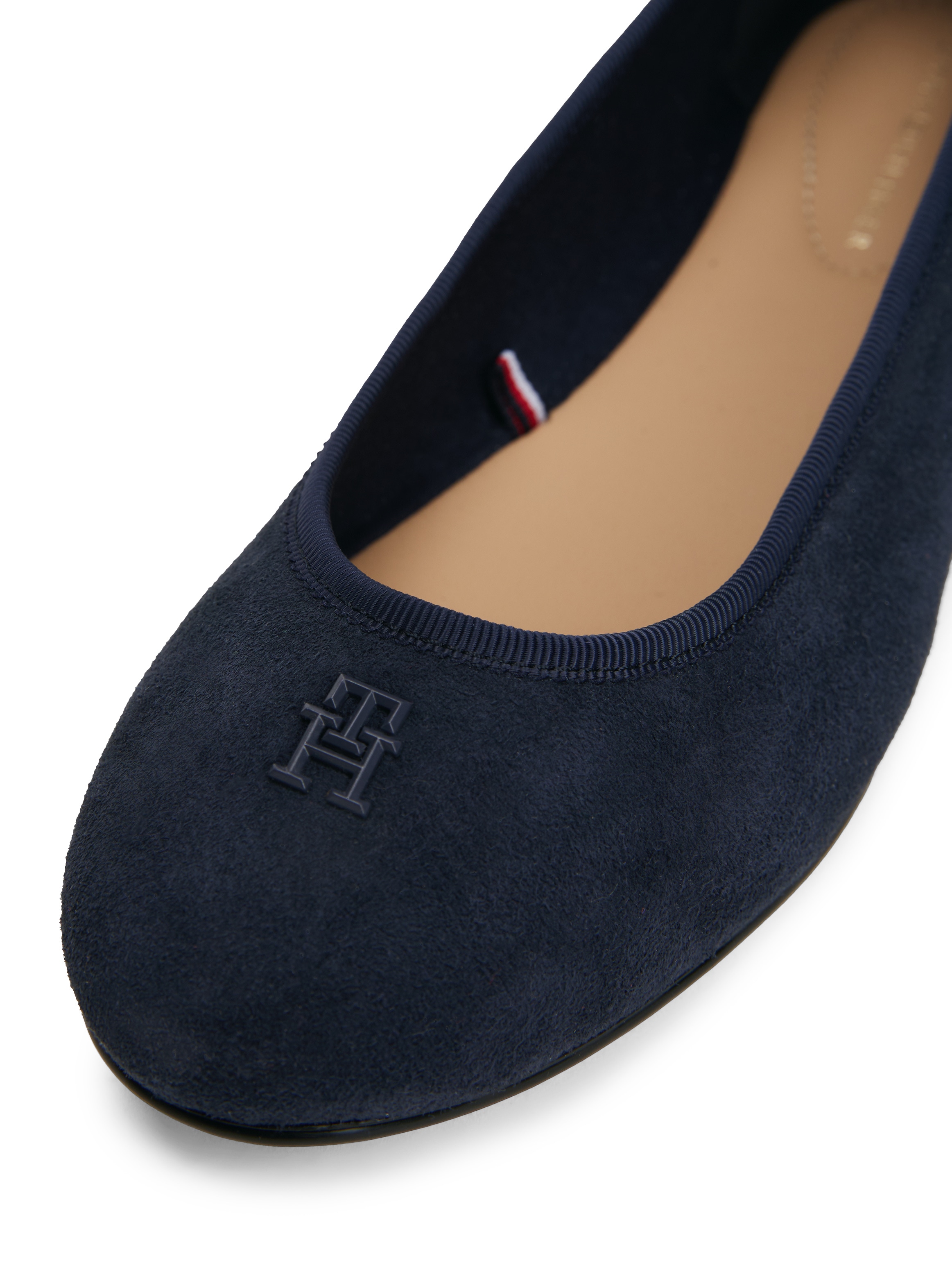 Tommy Hilfiger Ballerina »TH HARDWARE SUEDE BALLERINA«  , Flats, Businessschuh, Bequemschuh, Schlupfschuh mit TH-Logo