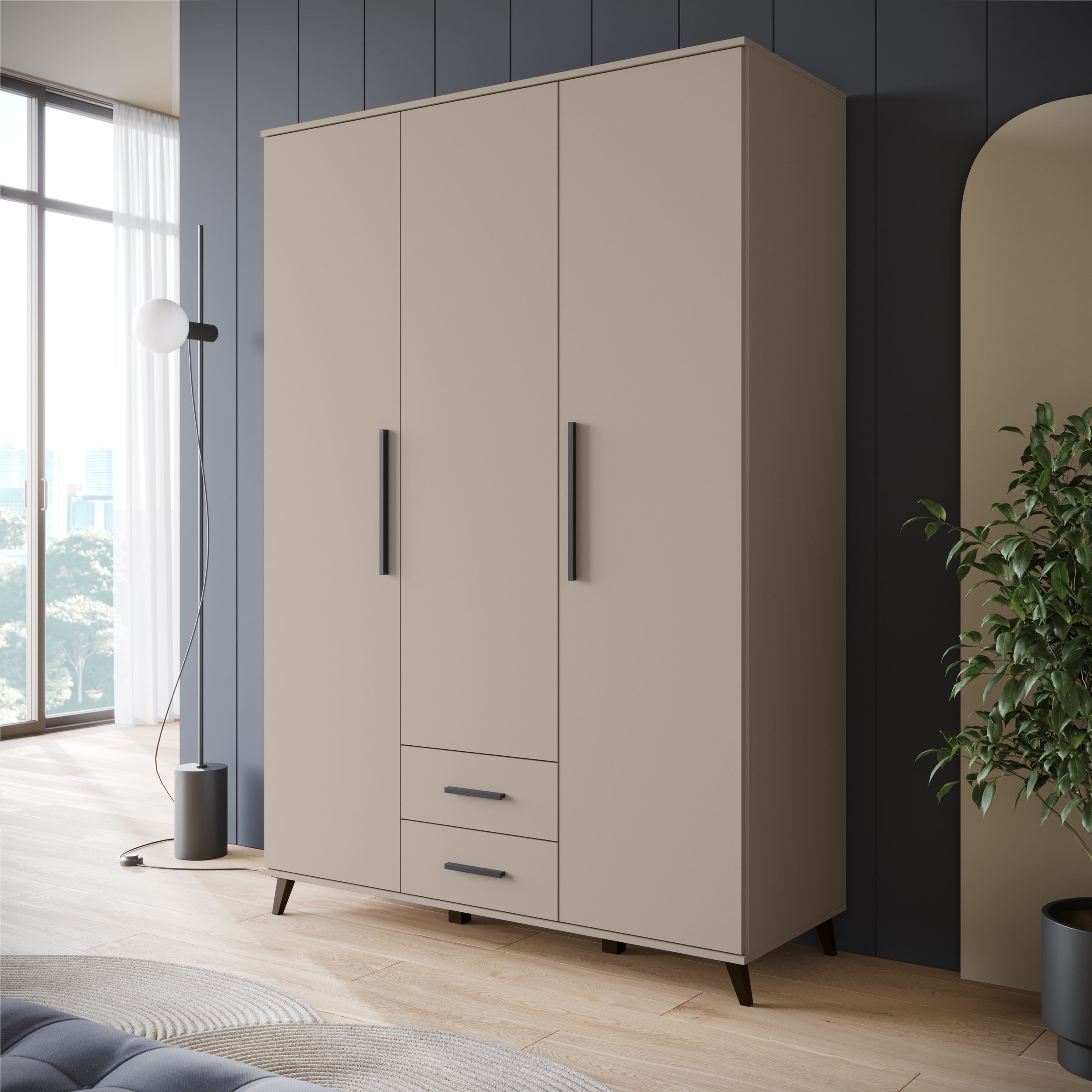 INOSIGN Kleiderschrank »Lagos, Garderobe«, (1 St.), Moderner Drehtürenschrank, FSC-zertifiziert, Schlafzimmerschrank