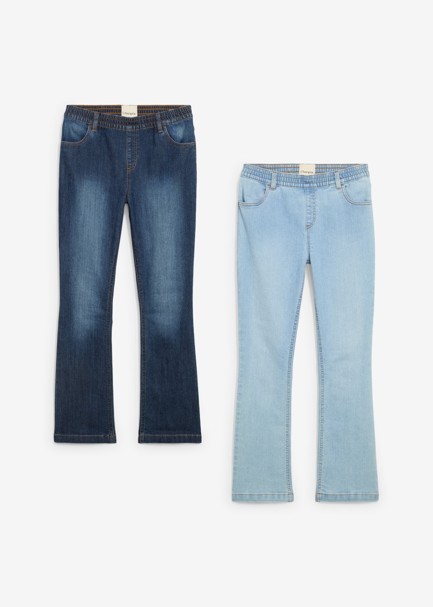 bonprix Schlupfjeans Packung,  für Mädchen, im praktischen 2er Pack, mit Schlupfform, Slim Fit