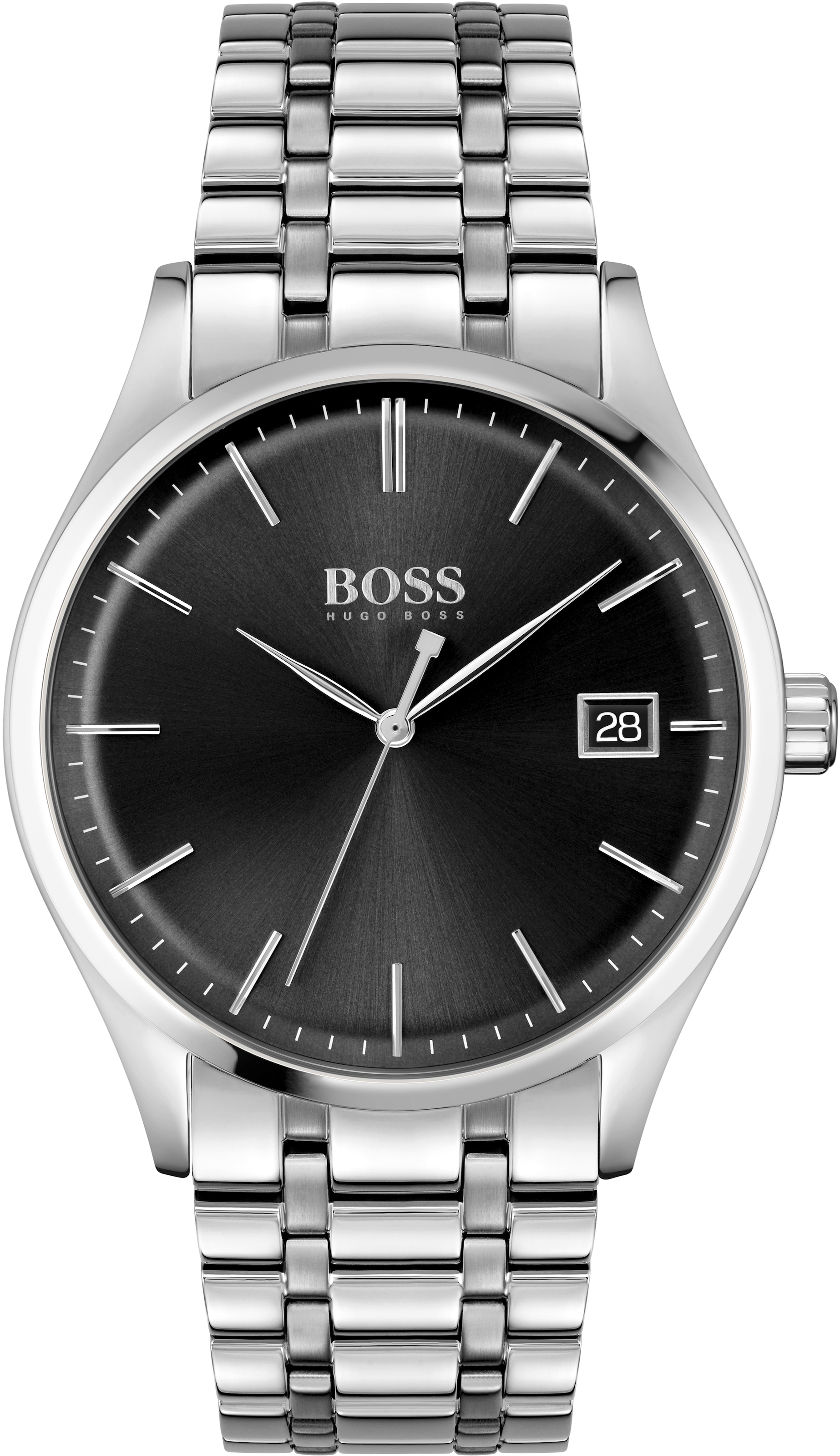 BOSS Quarzuhr »COMMISSIONER«, Herrenuhr, Armbanduhr, Datum, analog, Edelstahlarmband