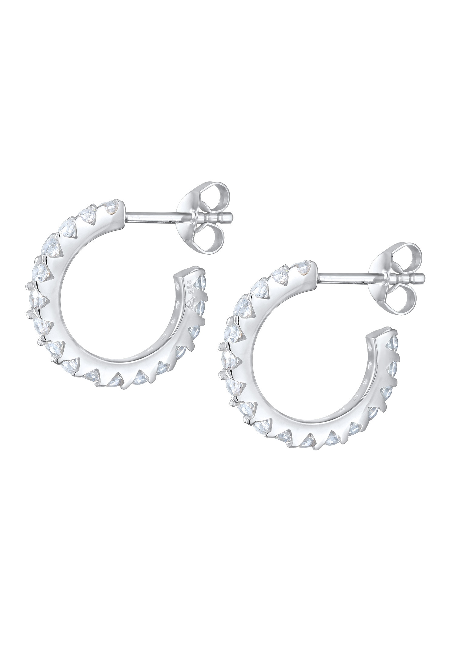Elli Paar Creolen »Ohrringe Creole mit Stein Zirkonia Weiß 925 Sterling Silber«