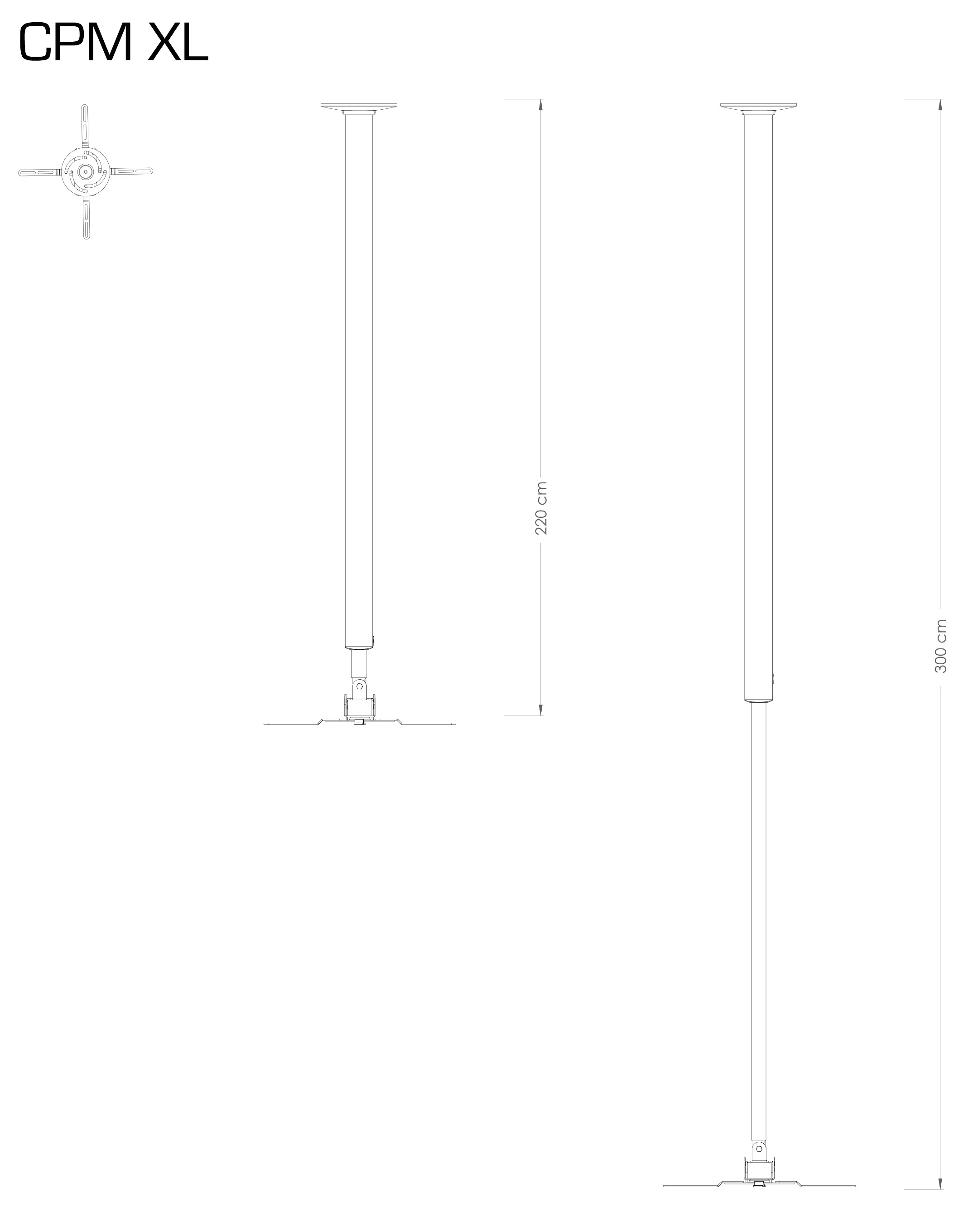 VCM Beamer-Deckenhalterung »Alu Projekt Beamer Deckenhalterung 220-300 cm CPM«