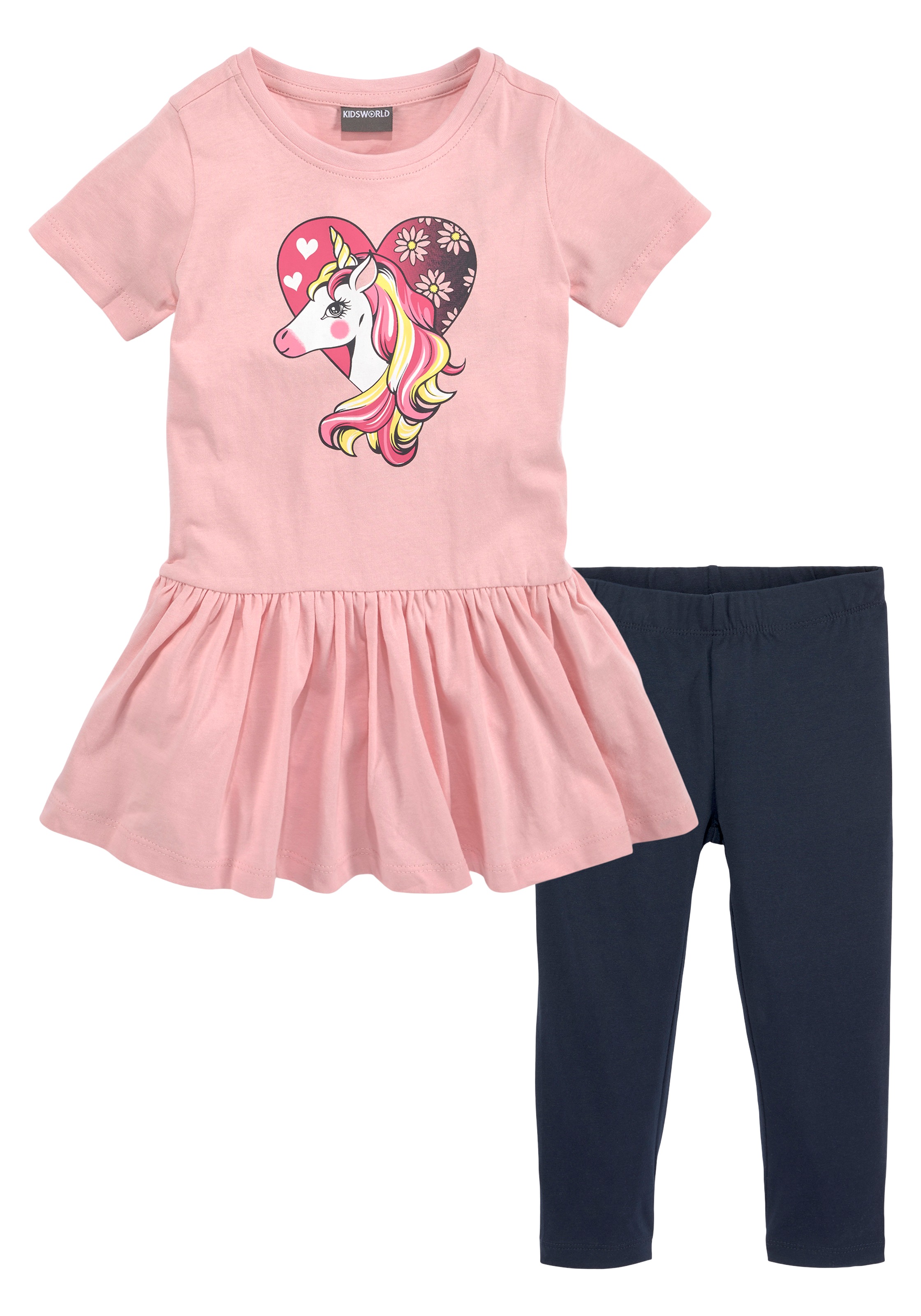 2 Longshirt KIDSWORLD & »Einhorn«, OTTO tlg.), Outfit Leggings bei (Set, süßes