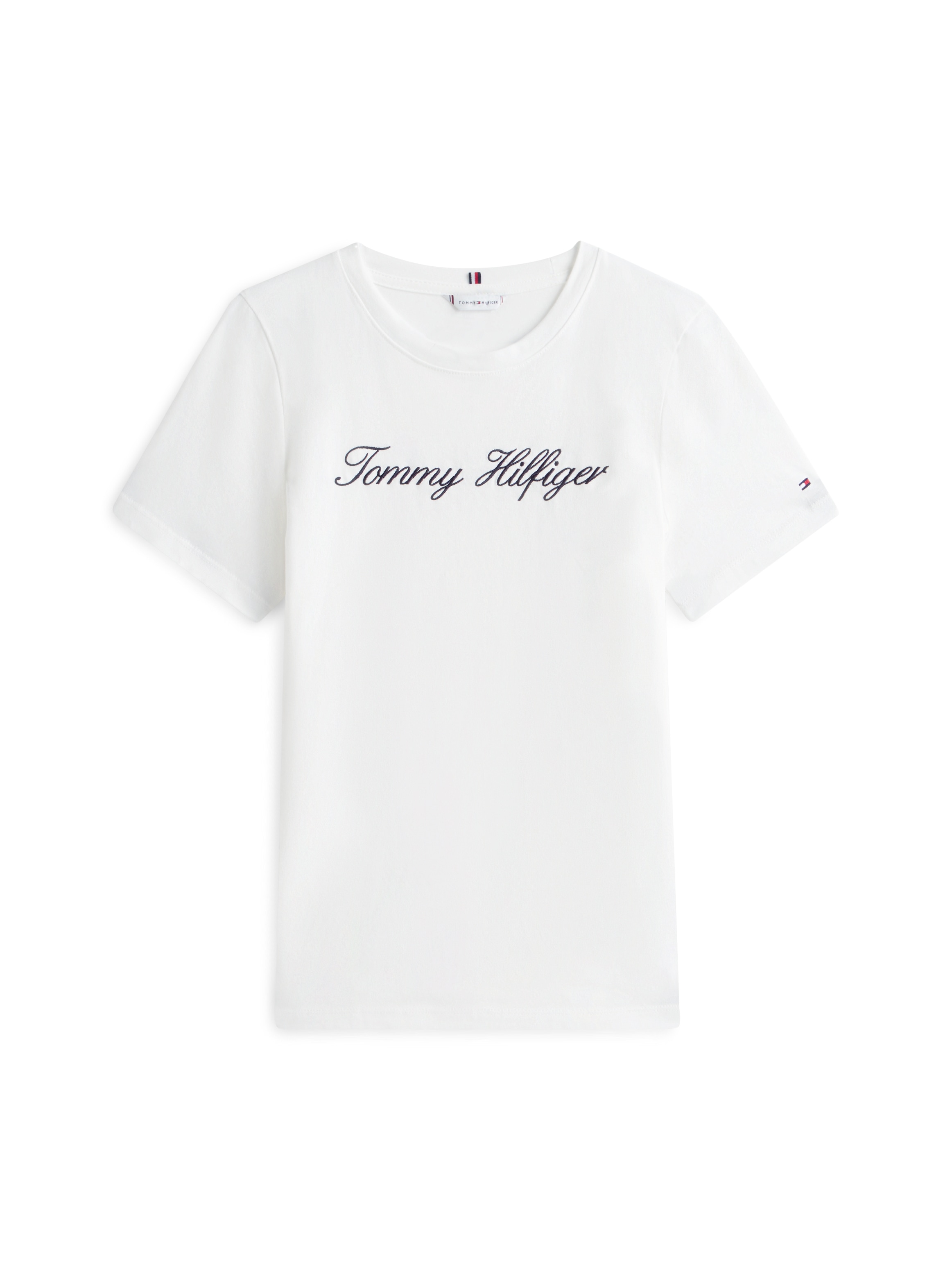 Tommy Hilfiger 1100000002199 »NOS SCRIPT REGULAR C-NK SHORT SLEEVE« mit Rundhals und kontrastfarbener Stickerei, Regular Fit