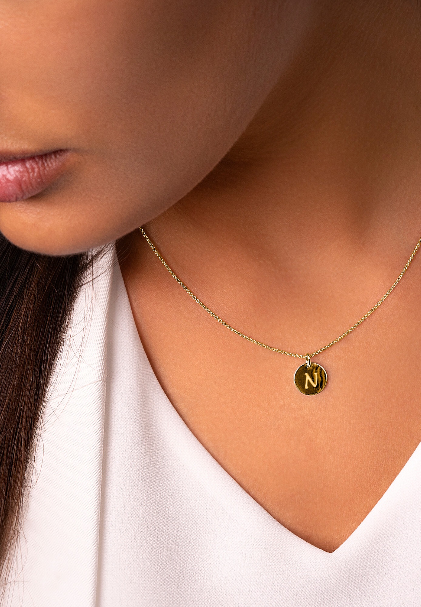 ONE ELEMENT Kettenanhänger »Buchstabe N Buchstaben Anhänger aus 333 Gelbgold Ø 11,0 mm«