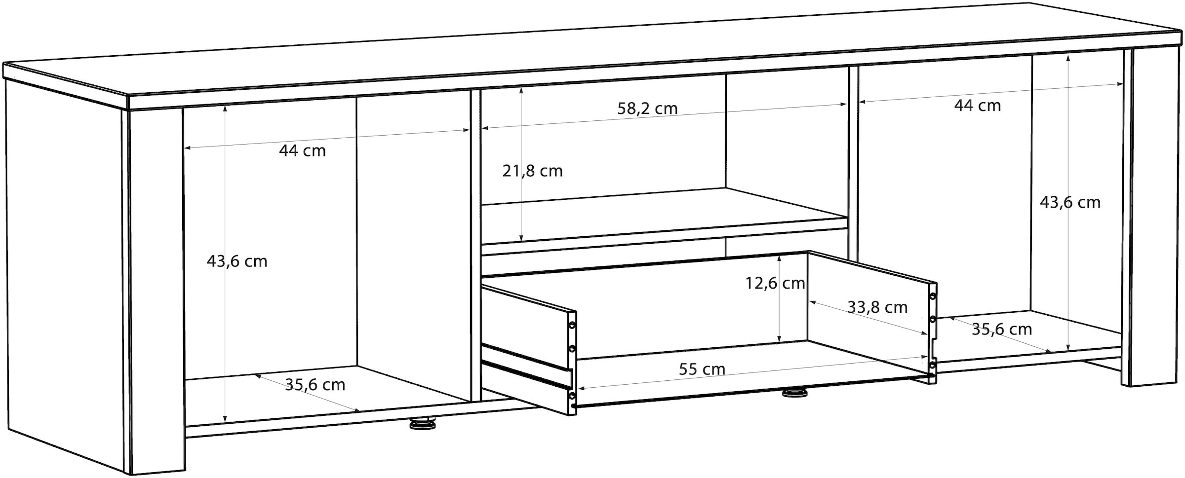 FORTE TV-Board »Bohol TV-Schrank, Stauraum, 2 farbiges Dekor, landhaus« B/H/T 166,1/51,8/42cm, 2 Türen, 1 SK