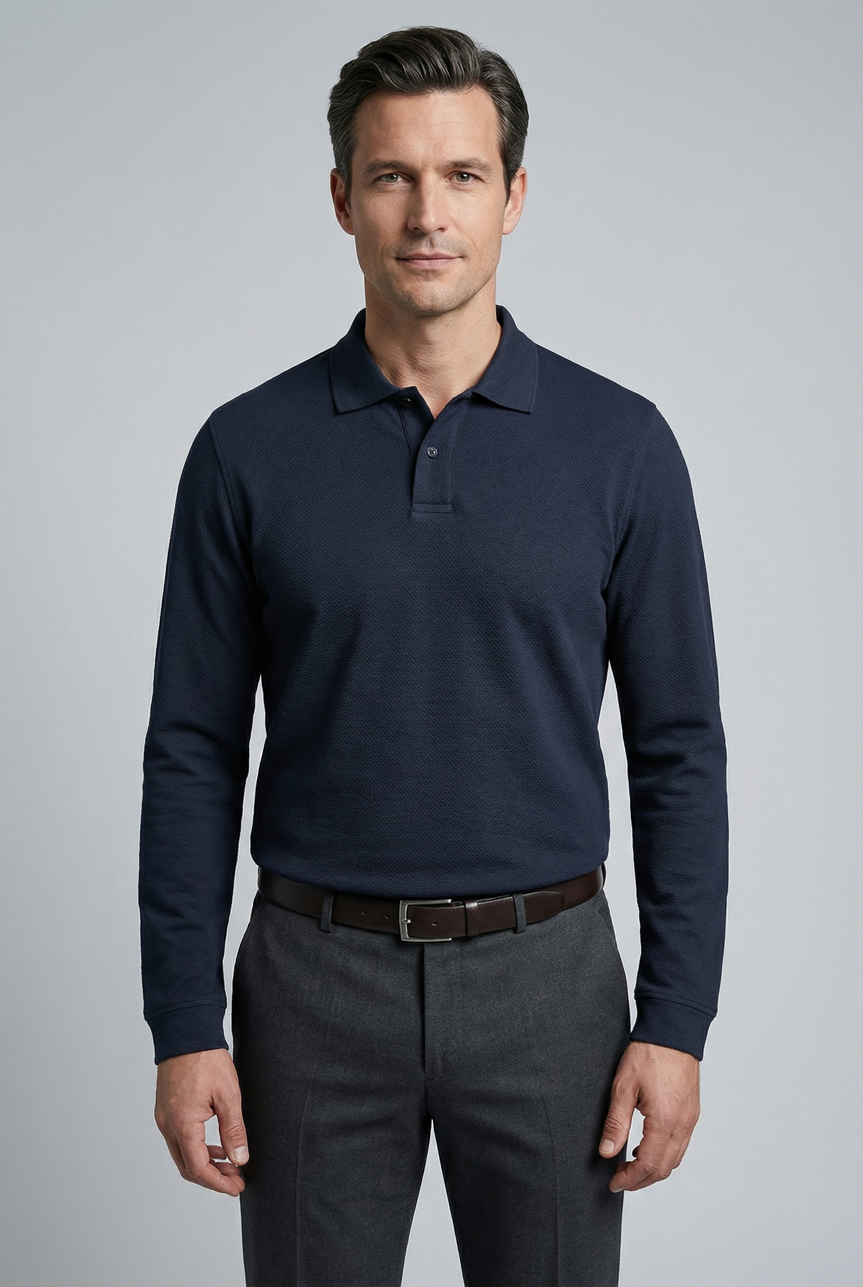 OLYMP Langarm-Poloshirt regular fit, basic, formbeständig