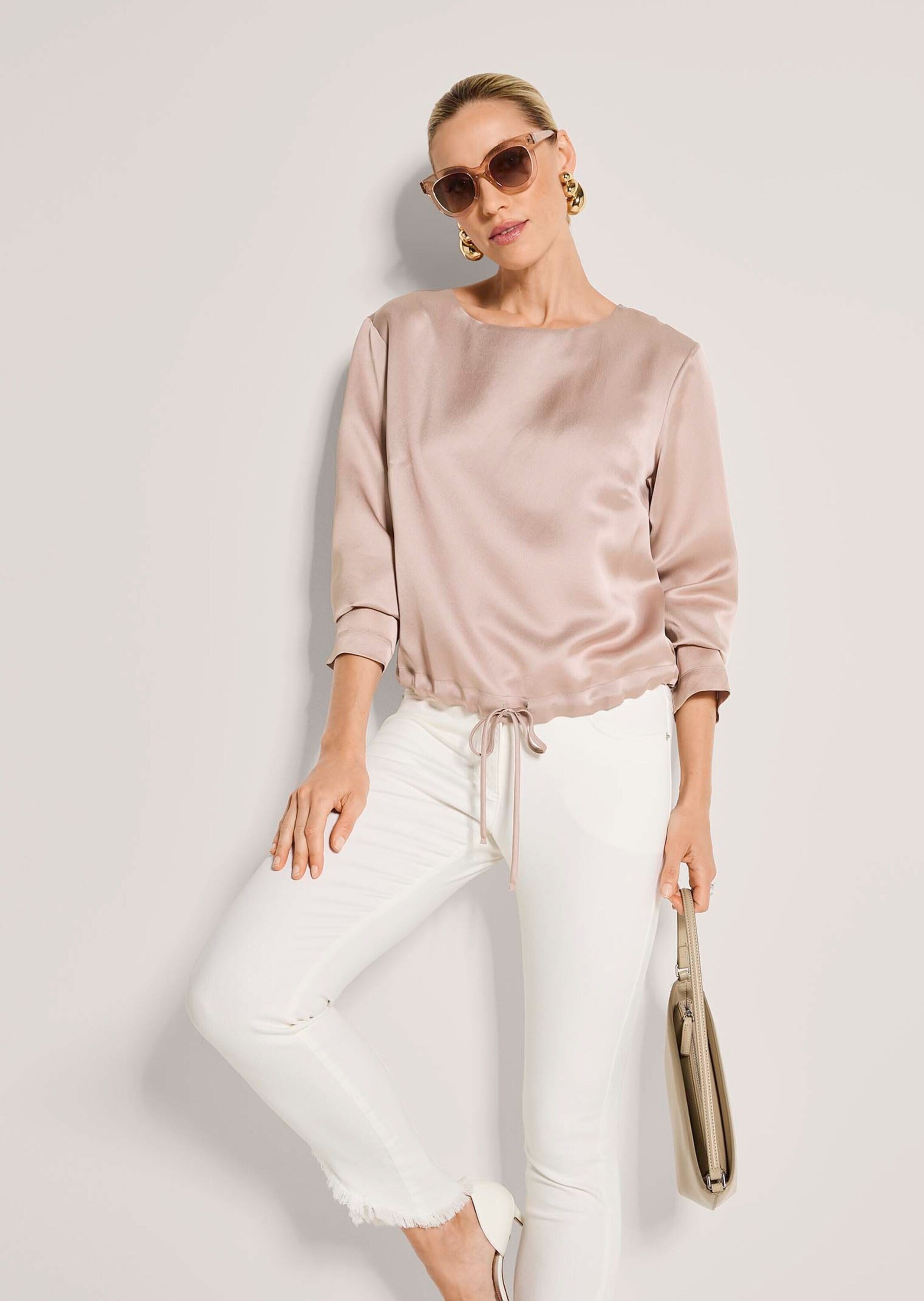 MADELEINE Langarmbluse »Blusenshirt Schlupfbluse mit Tunnelzug und Bindeband« Bluse mit Tunnelzug und Bindeband