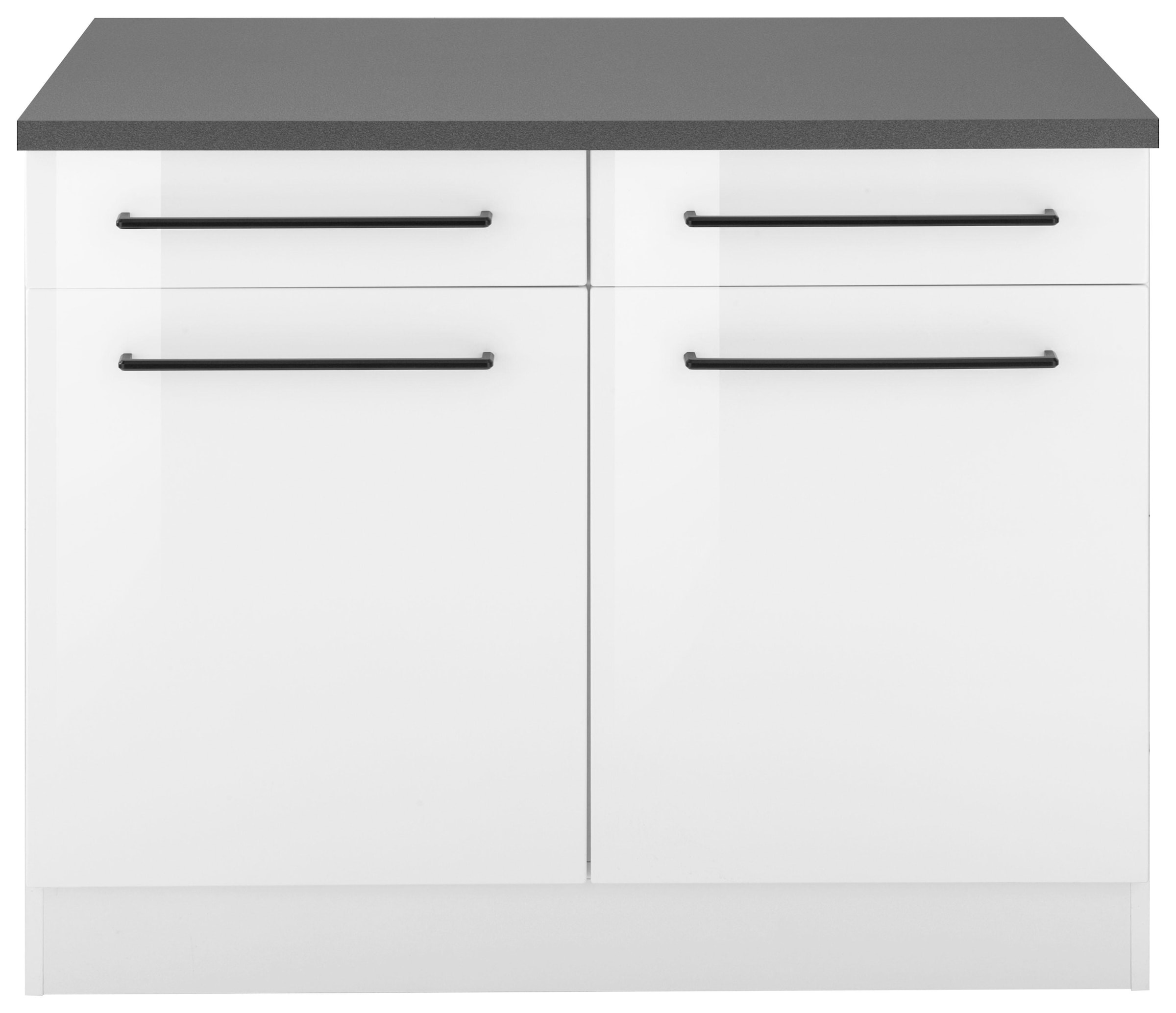 KOCHSTATION »KS-Tulsa« 100 cm breit, 2 Schubkästen, 2 Türen, schwarzer Metallgriff, MDF Front