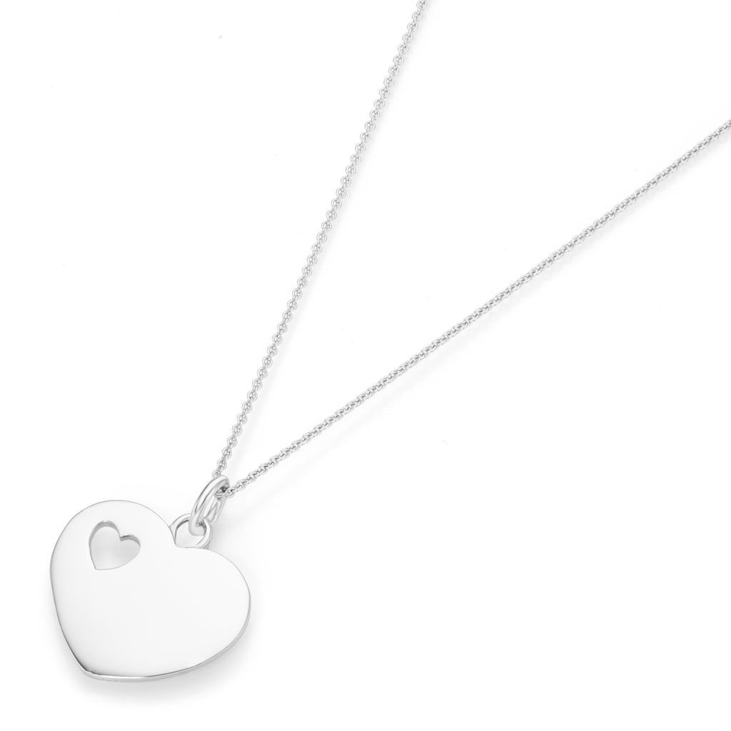 Smart Jewel Herzkette »Kette Herz mit kleinem durchbrochenen Herz, Silber 925«