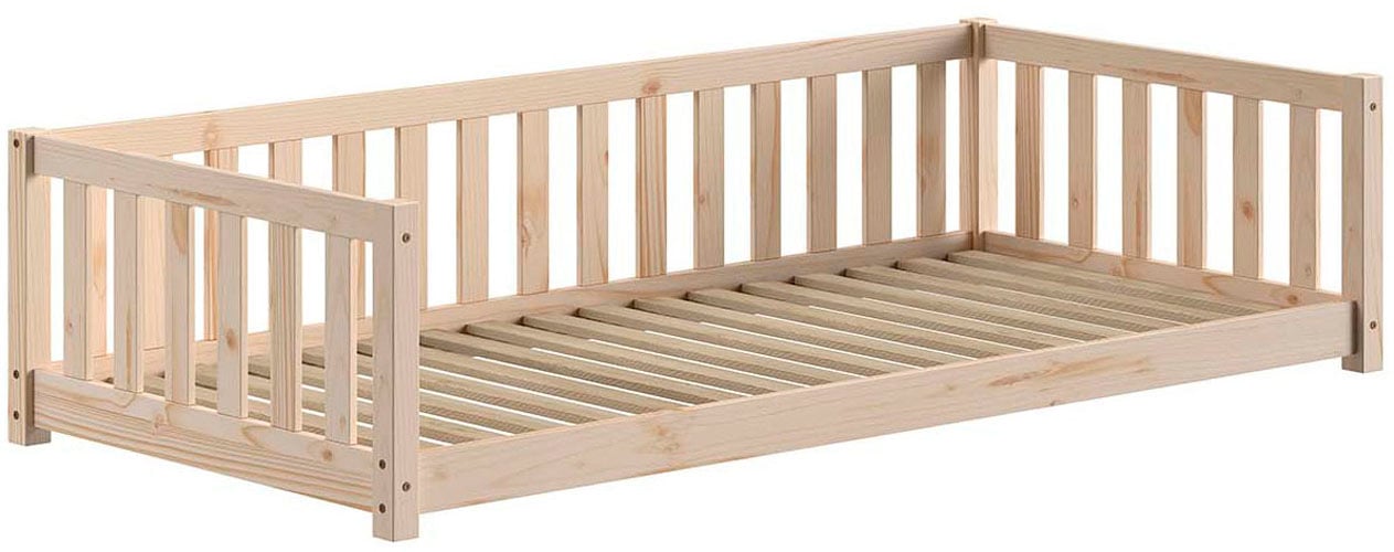 Vipack Daybett »Dallas Massiv Bett mit Rausfallschutz umbaubar vom Boden- zum Daybett« mit Bettschublade, wahlweise Kiefer massiv natur oder weiß