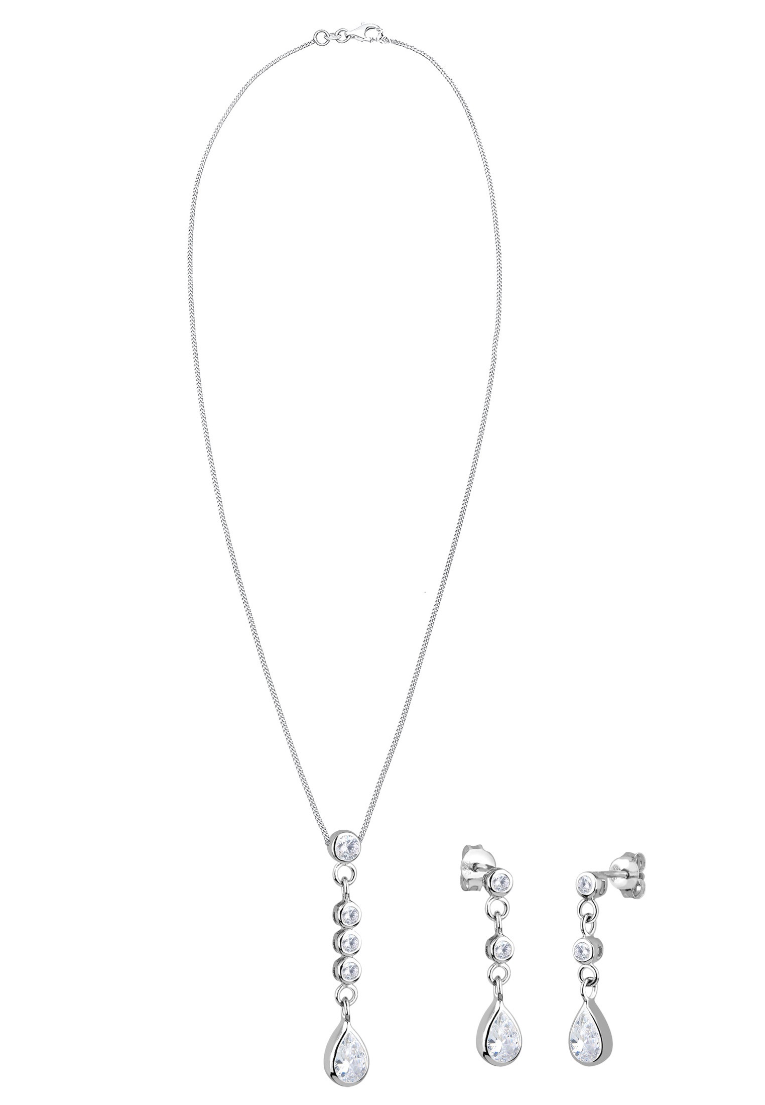 Elli Ohrring und Ketten Set »Schmuckset Paar Stecker und Anhänger mit Zirkonia in schwarz«
