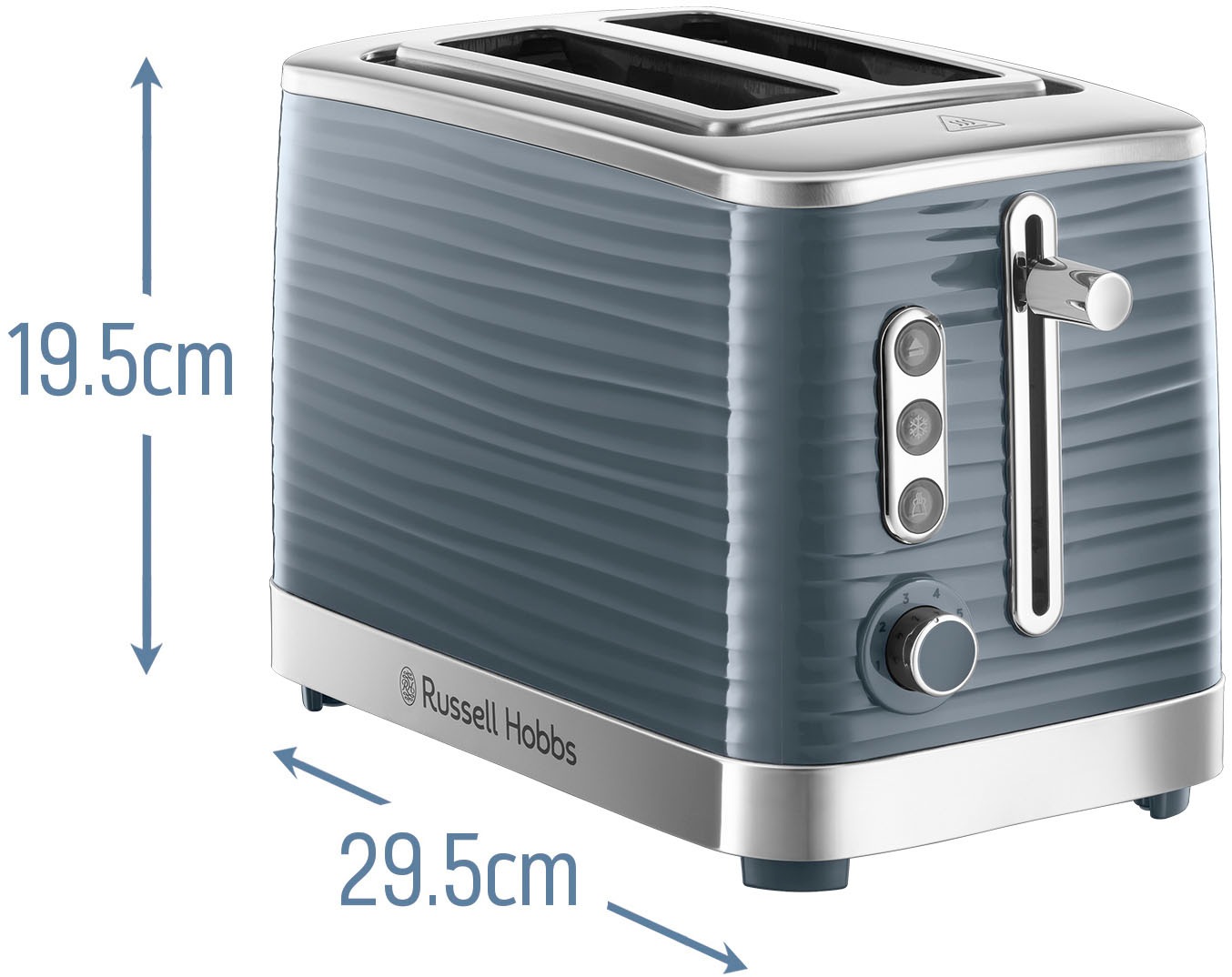 RUSSELL HOBBS Toaster »Inspire 24373-56 Grau«, 2 Schlitze, 1050 W, mit hochwertiger Hochglanz-Struktur, extra breite Toastschlitze