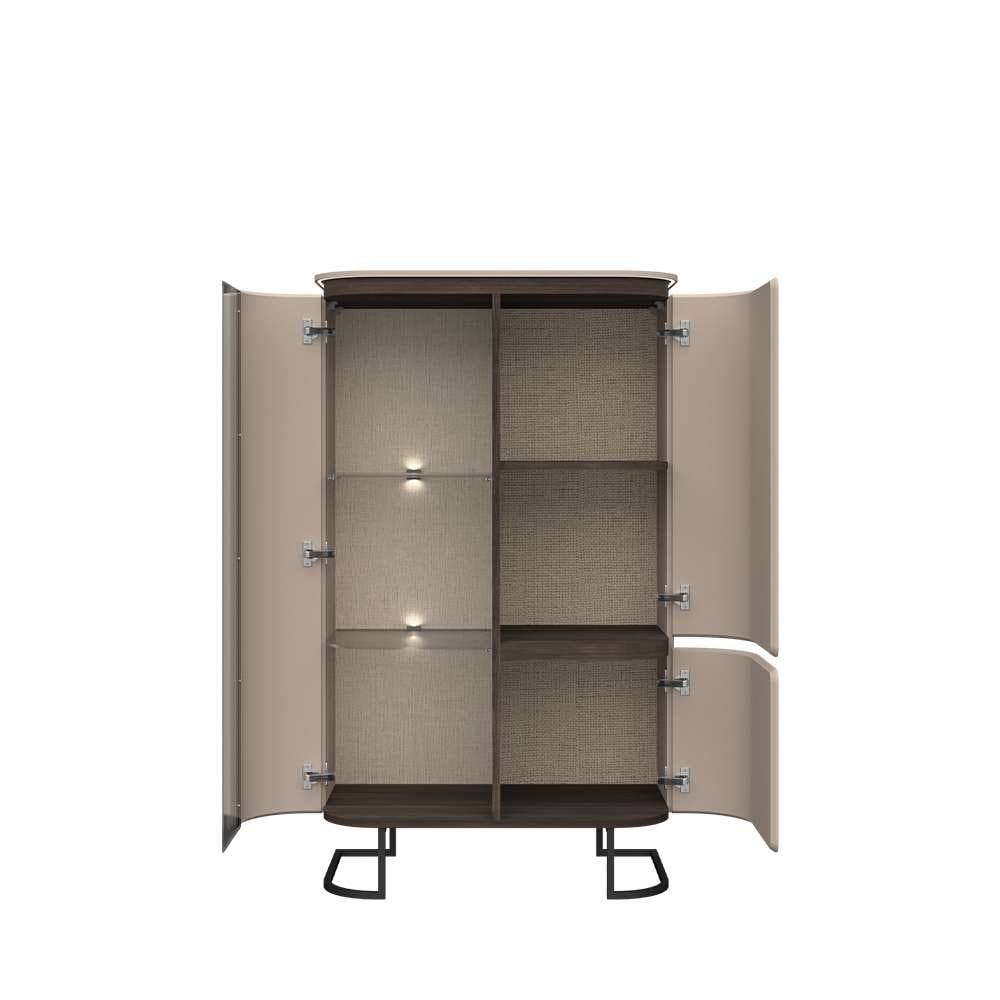 OTTO home Hochkommode »AURA Sideboard, Kommode, Vitrine, Schrank, mit LED-Beleuchtung« UV lackiert, Soft Close Funktion, Metallrahmen als Basis des Elements