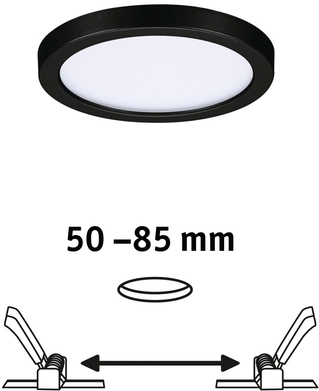 Paulmann LED Einbauleuchte »LED Einbaupanel Areo VariFit IP44 rund 118mm 4000K Schwarz«, 1 flammig, LED Einbaupanel Areo VariFit IP44 rund 118mm 4000K Schwarz