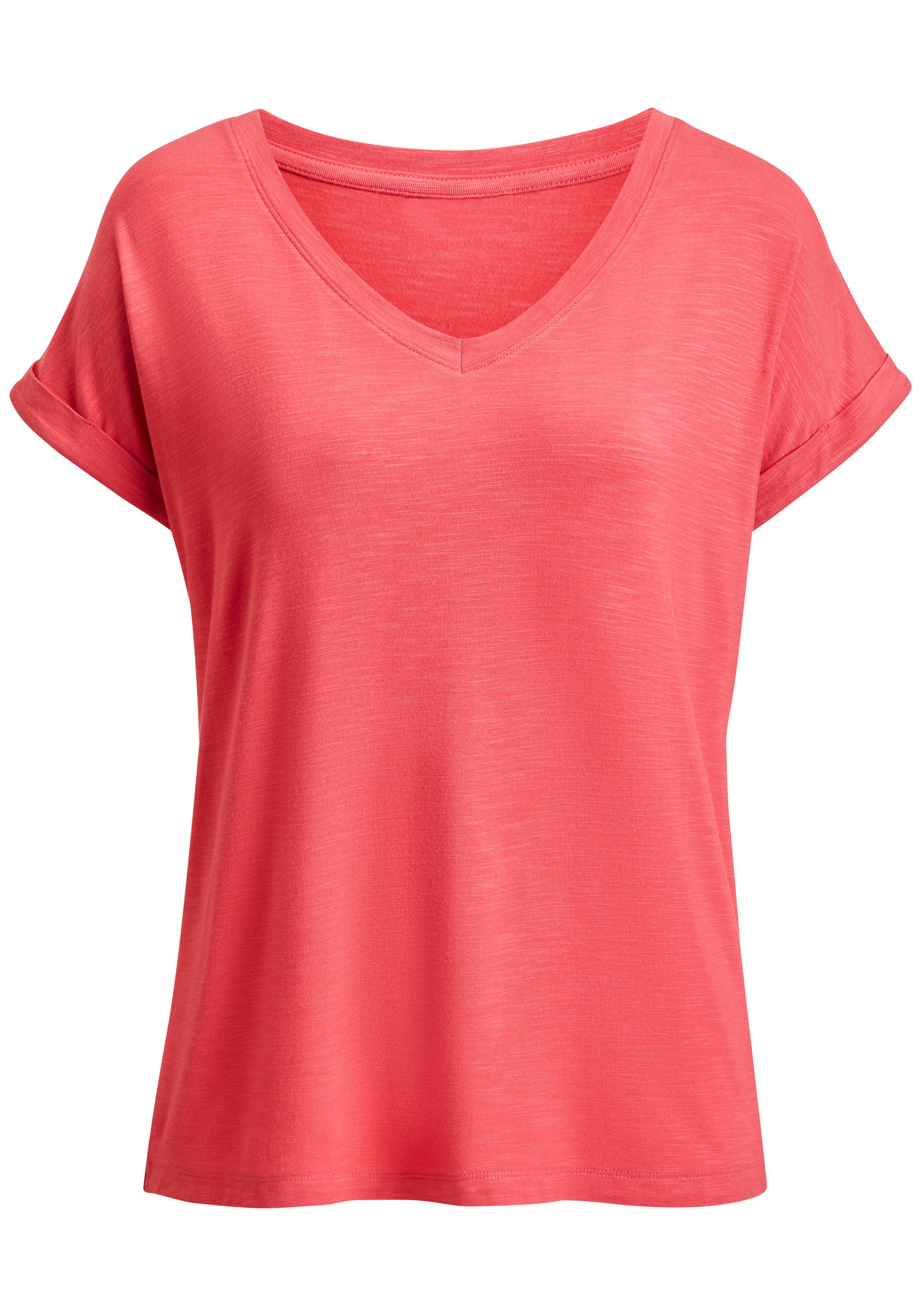 Beachtime V-Shirt »mit fixiertem Ärmelumschlag« 2 aus elastischer Viskose-Qualität