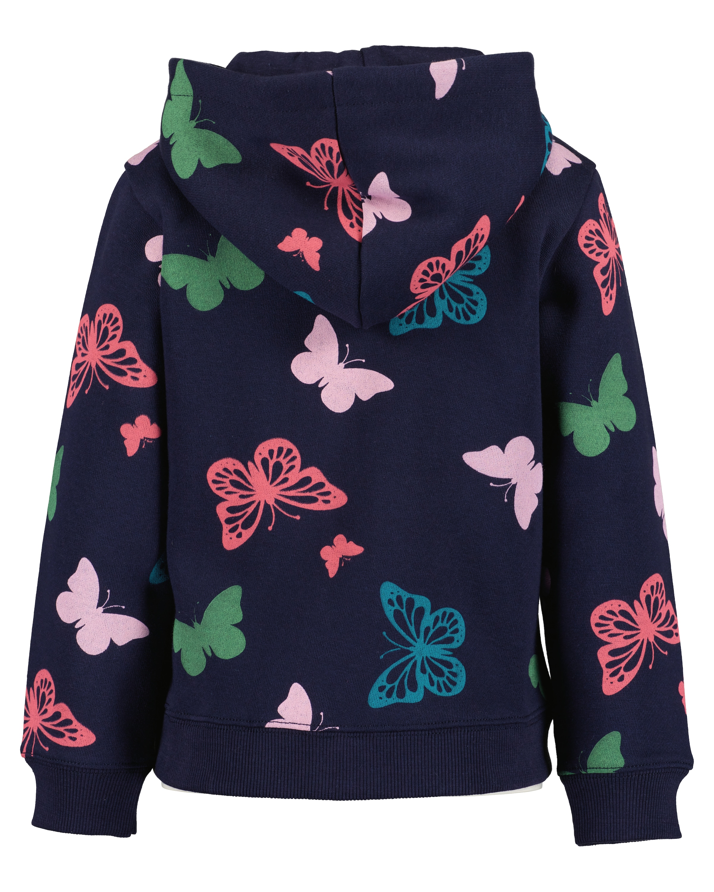 Blue Seven Kapuzensweatjacke, mit Kängurutasche und tollem Schmetterlings-Alloverdruck