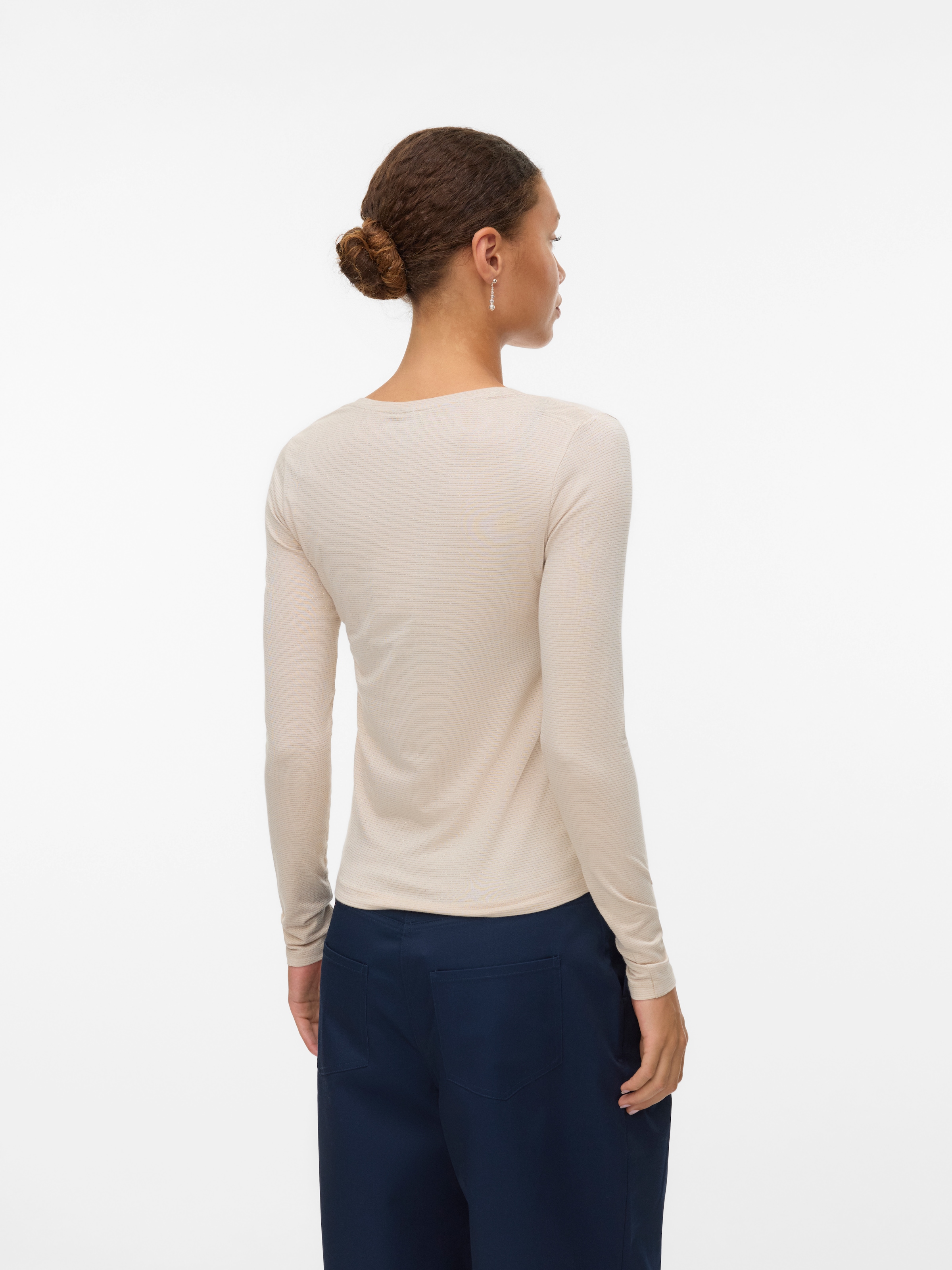 Vero Moda Langarmshirt »VMLAVA GLITTER LS V-NECK TOP STRIPE NOOS«