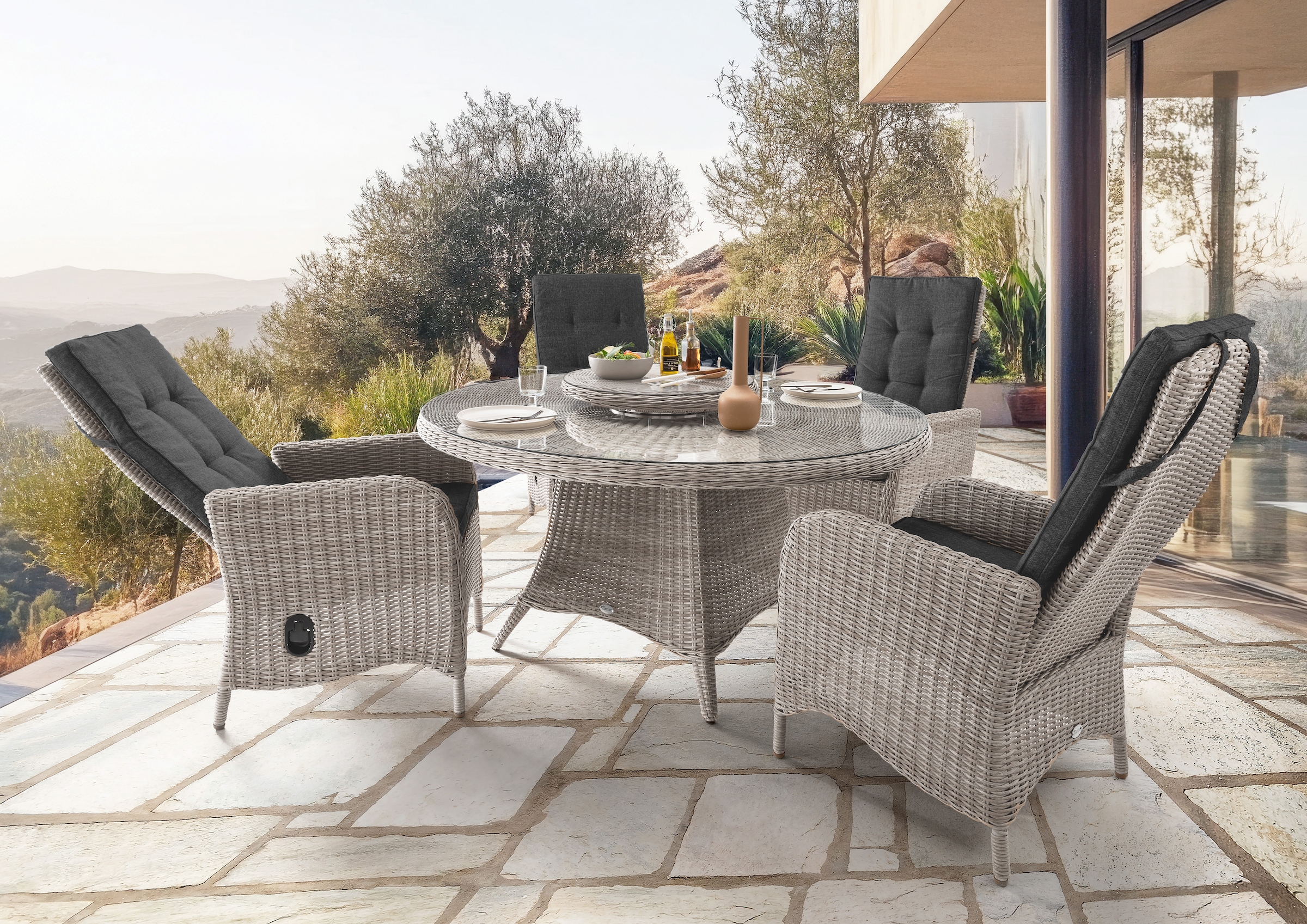 Destiny Sitzgruppe »Palma Luna« Set, 10 Stk. tlg. Aluminium, Polyrattan