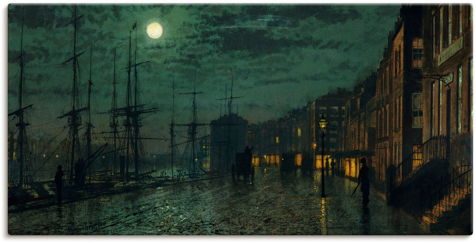 Leinwandbild »Docks bei Mondlicht.«, Großbritannien, (1 St.), auf Keilrahmen gespannt