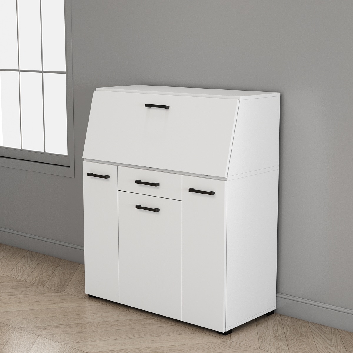 OTTO home Sekretär »Moid, Home-Office-Schreibtisch,« viele Stauraummöglichkeiten, kompaktes & modernes Design, B. 88,5 cm