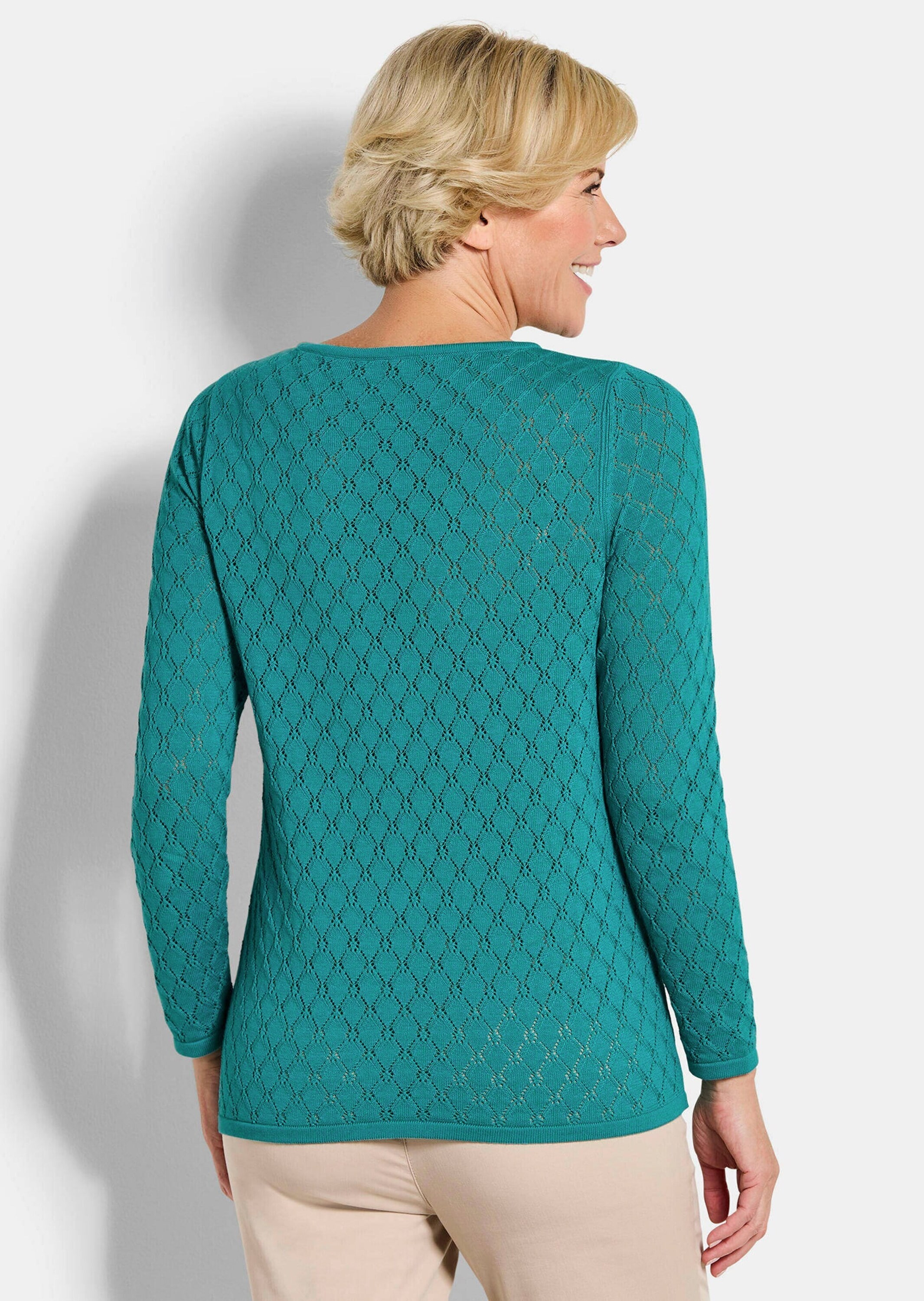 GOLDNER Rundhalspullover »Strickpullover mit Wabenstruktur« hochwertiger Ajorstrick