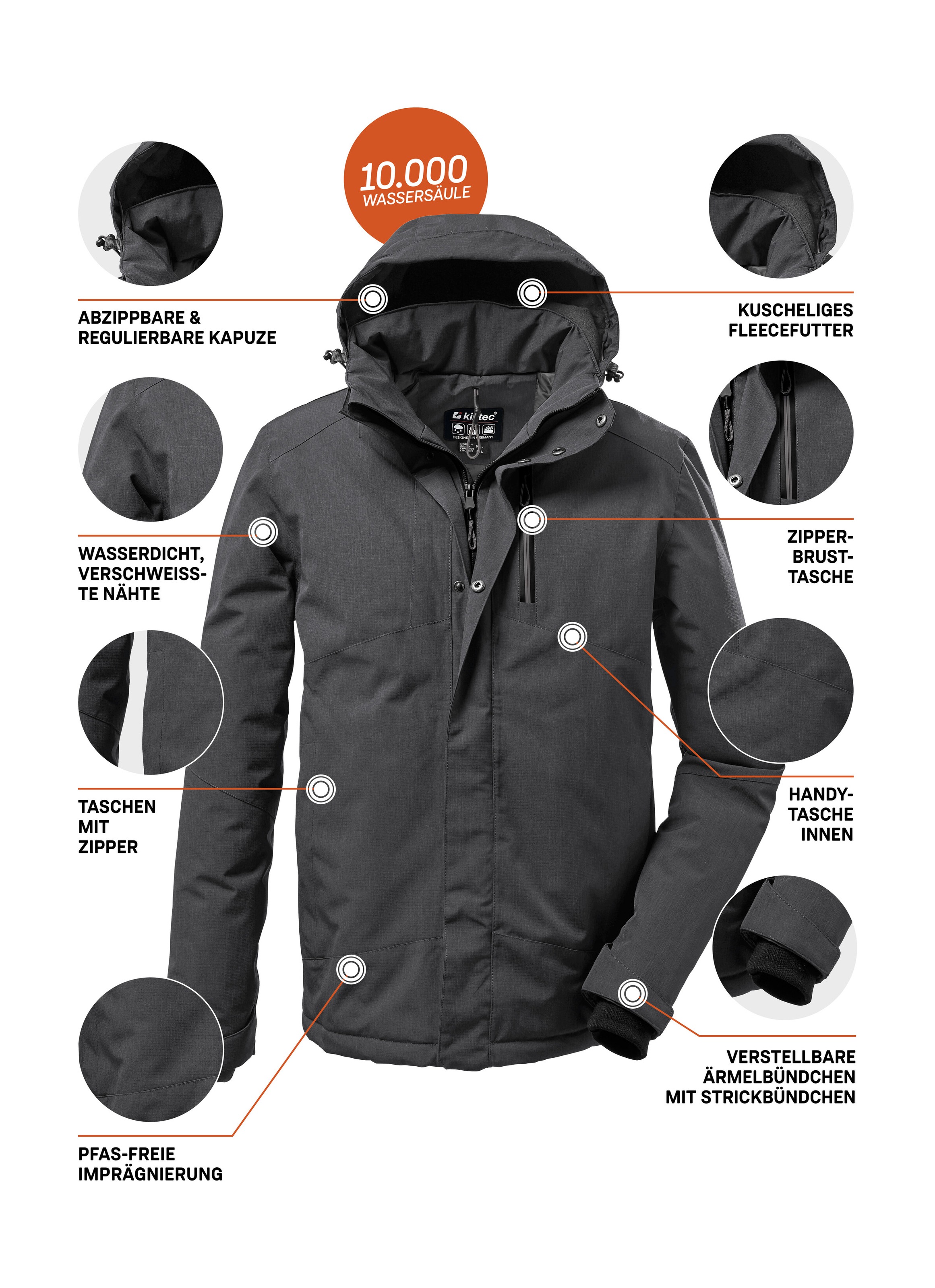 Killtec Funktionsjacke »KOW 161 MN JCKT KG« Killtec Funktionsjacke: wasserdicht, atmungsaktiv, abnehmbare Kapuze