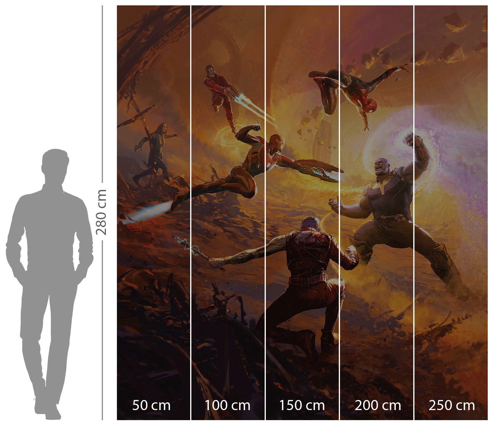 Komar Vliestapete »Digitaldruck Vlies - Avengers Epic Battle Titan - Größe 250 x 280 cm«, bedruckt, Kinderzimmer