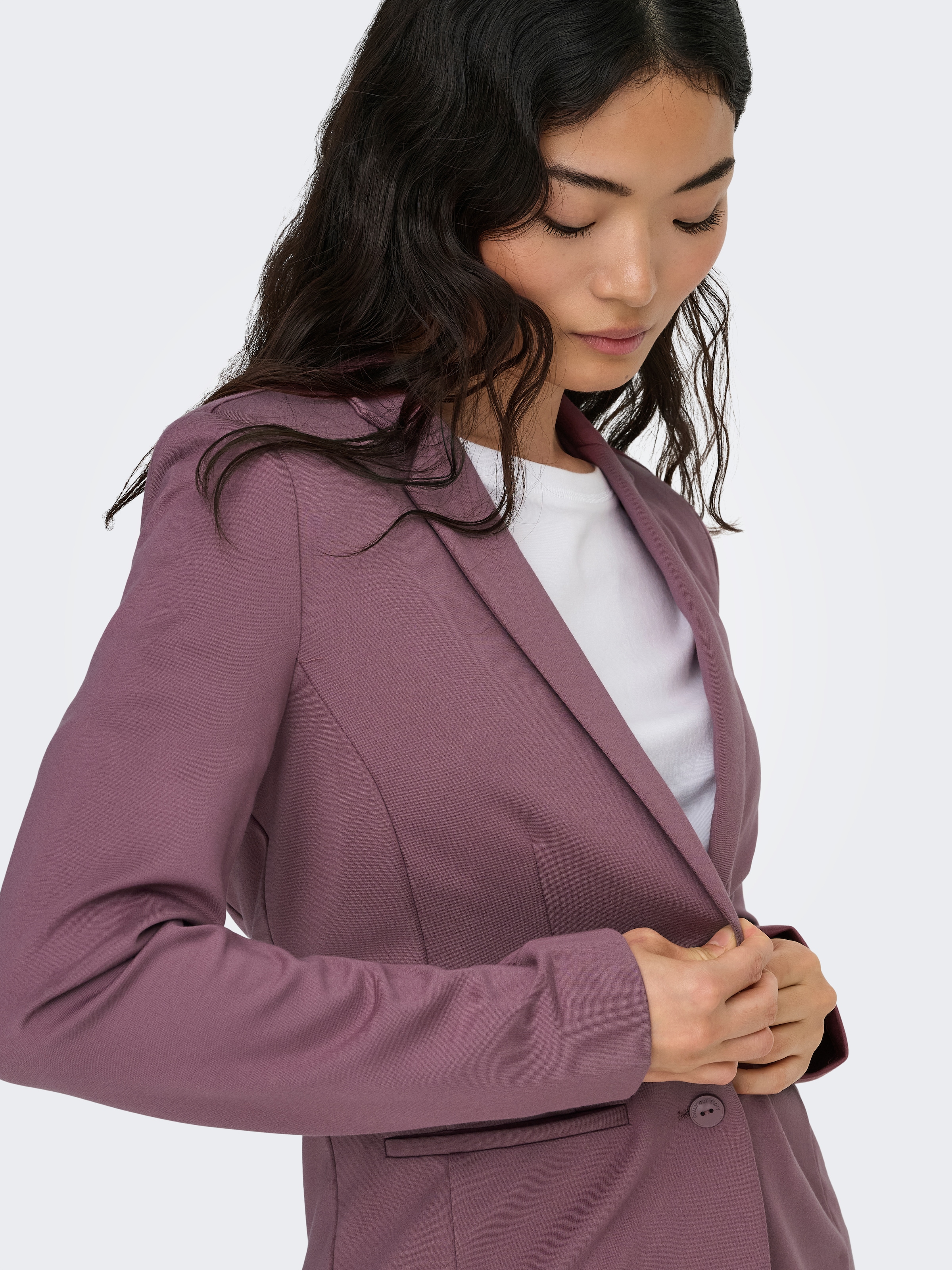 ONLY Jerseyblazer »ONLPOPTRASH – 2-Knopf Blazer mit taillierter Silhouette« regular fit, Milano Rib, Materialmix, Reverskragen, unifarben