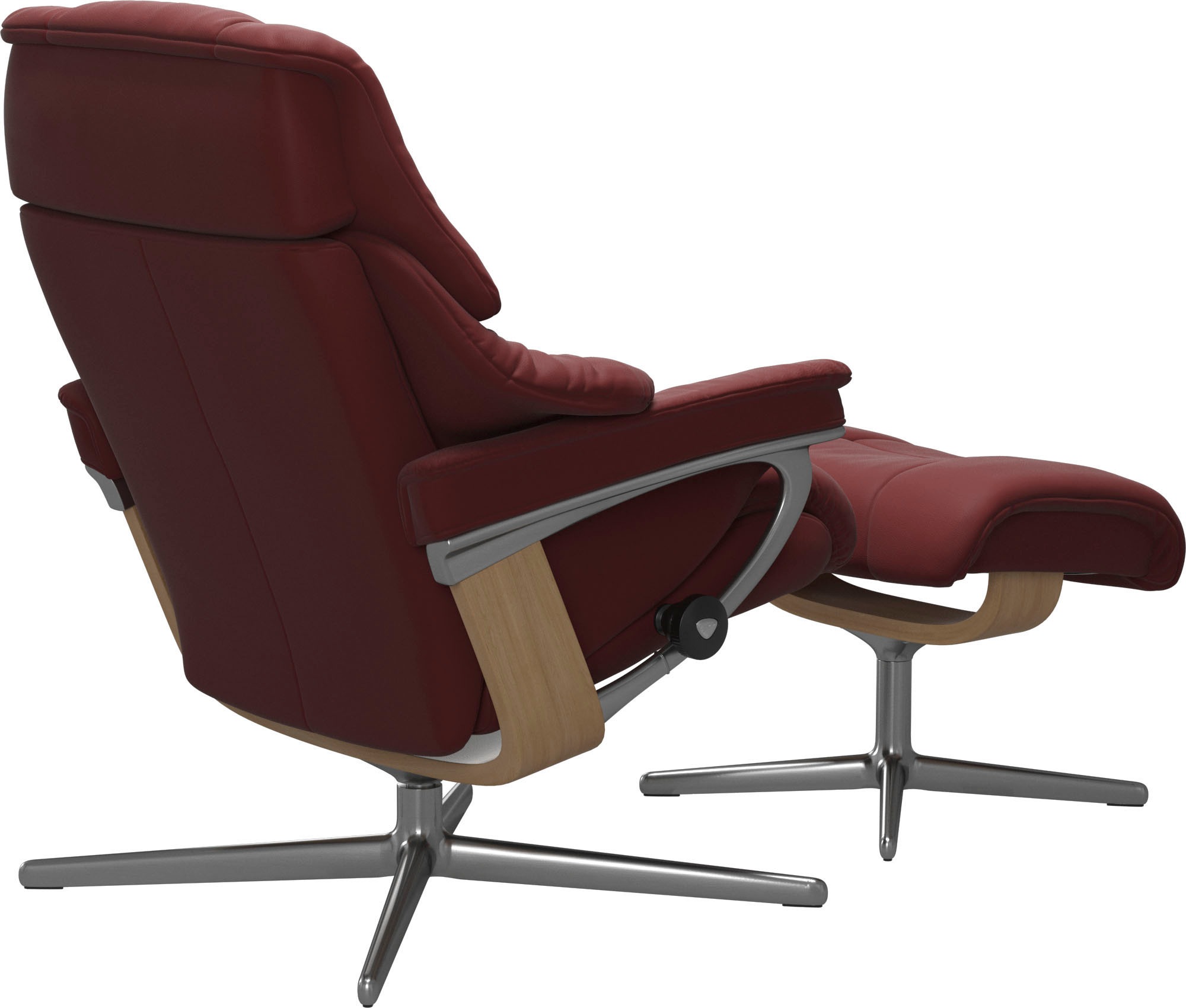 Stressless® Relaxsessel »Reno«, (Set, Relaxsessel mit Hocker), mit Hocker, mit Cross Base, Größe S, M & L, Holzakzent Eiche