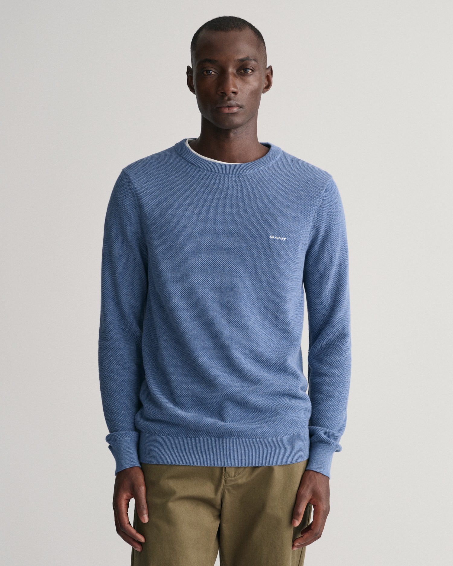 Gant Rundhalspullover »COTTON PIQUE C-NECK«, mit Logostickerei auf der Brust