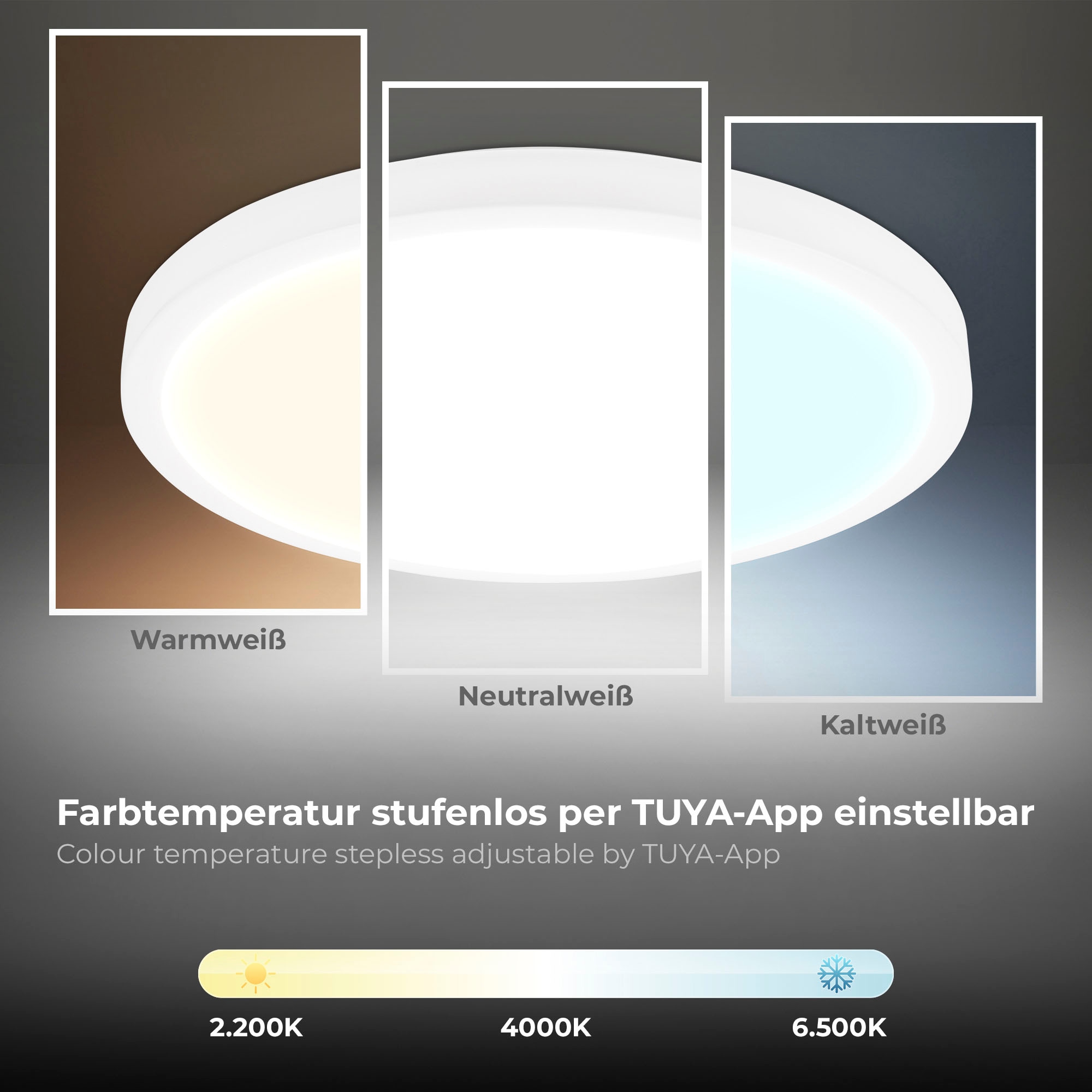 B.K.Licht LED Deckenleuchte »BK_DL1585 WiFi CCT LED Deckenleuchte mit App-Steuerung«, 1 flammig, Leuchtmittel LED-Modul | LED fest integriert, Inkl. Nachtlichtfunktion, Timerfunktion Memoryfunktion, Farbwechsel