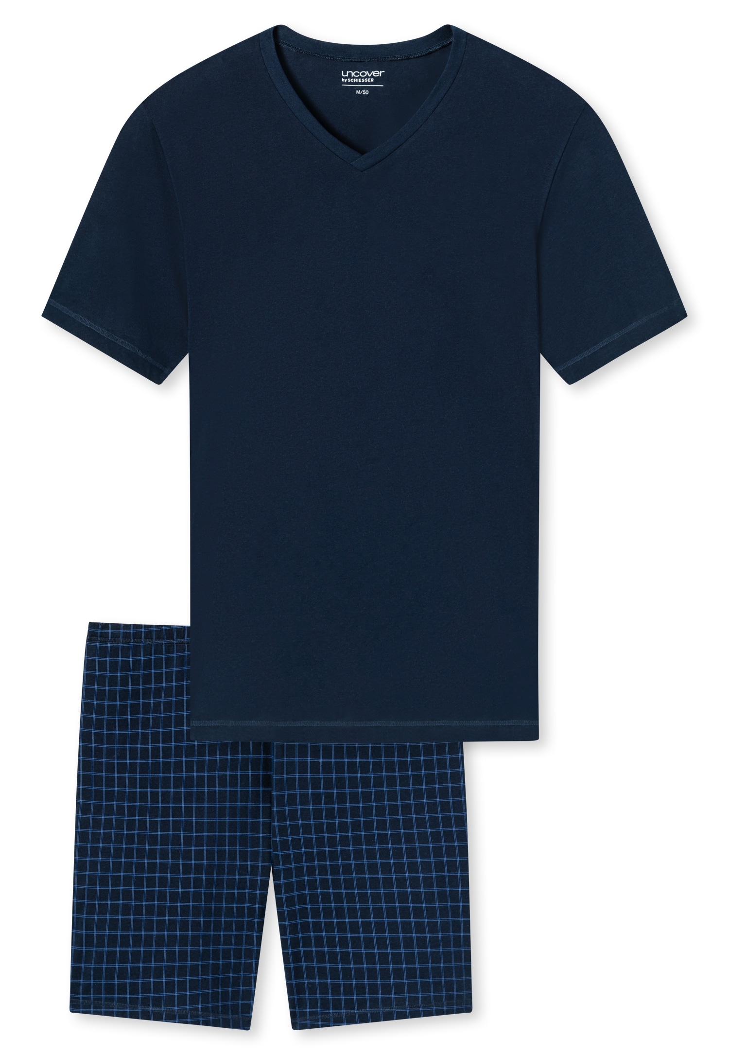 uncover by SCHIESSER Shorty »UNCOVER Nightwear«, (2 tlg.), V-Ausschnitt, Kurzarm, Kurze Hose, Reine Baumwolle, weich