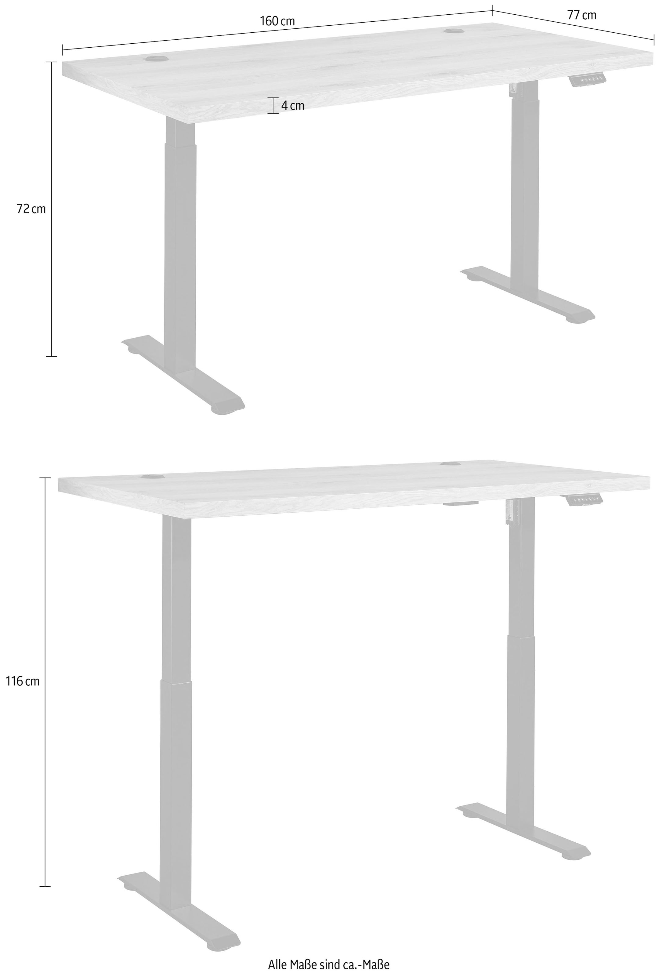 BEGA OFFICE Schreibtisch 2 Stk. tlg. Breite 160 cm, höhenverstellbar 72-116 cm
