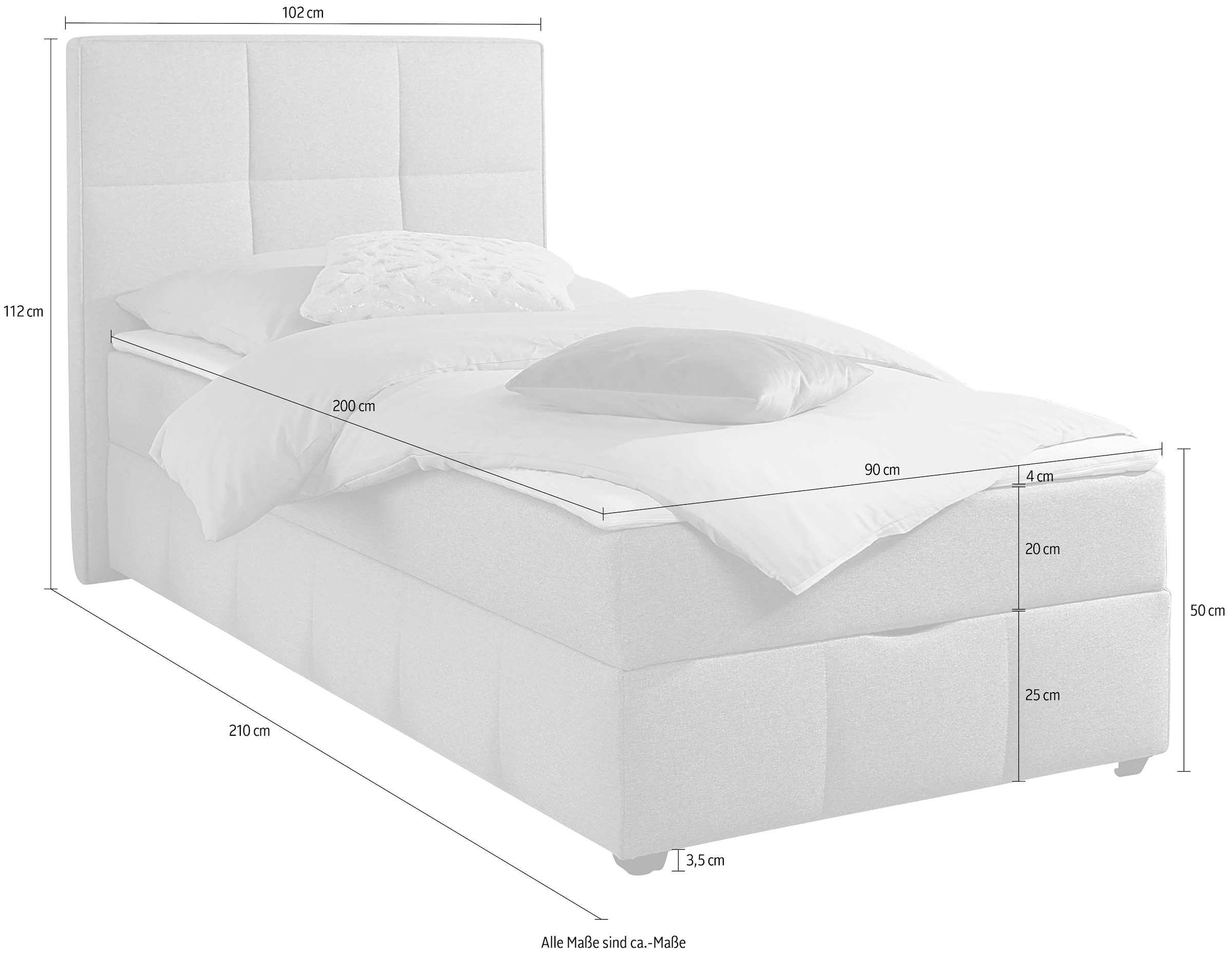 Home affaire Boxbett Boxbett mit Bettkasten, inkl. Topper