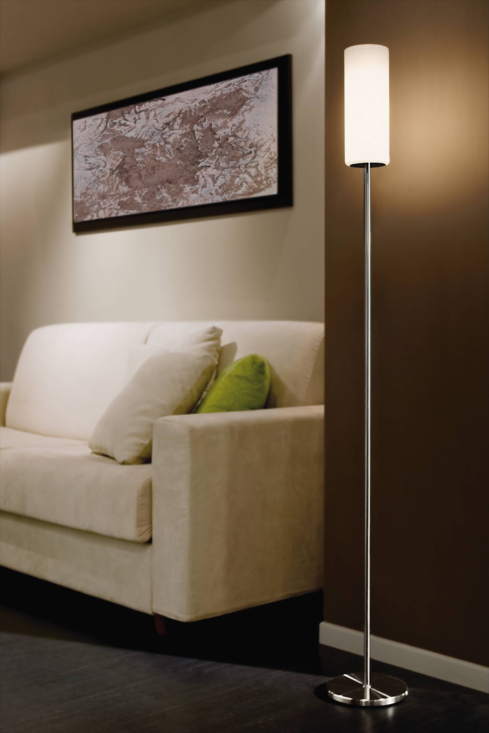 EGLO Stehlampe »Troy 3 Stehlampe, Stahl, Glas satiniert weiß, E27, inkl. Trittschalter« E27 1 Stk. Stehleuchte - H153 x Ø10,5 cm - nickel-matt - 1X40W exkl.