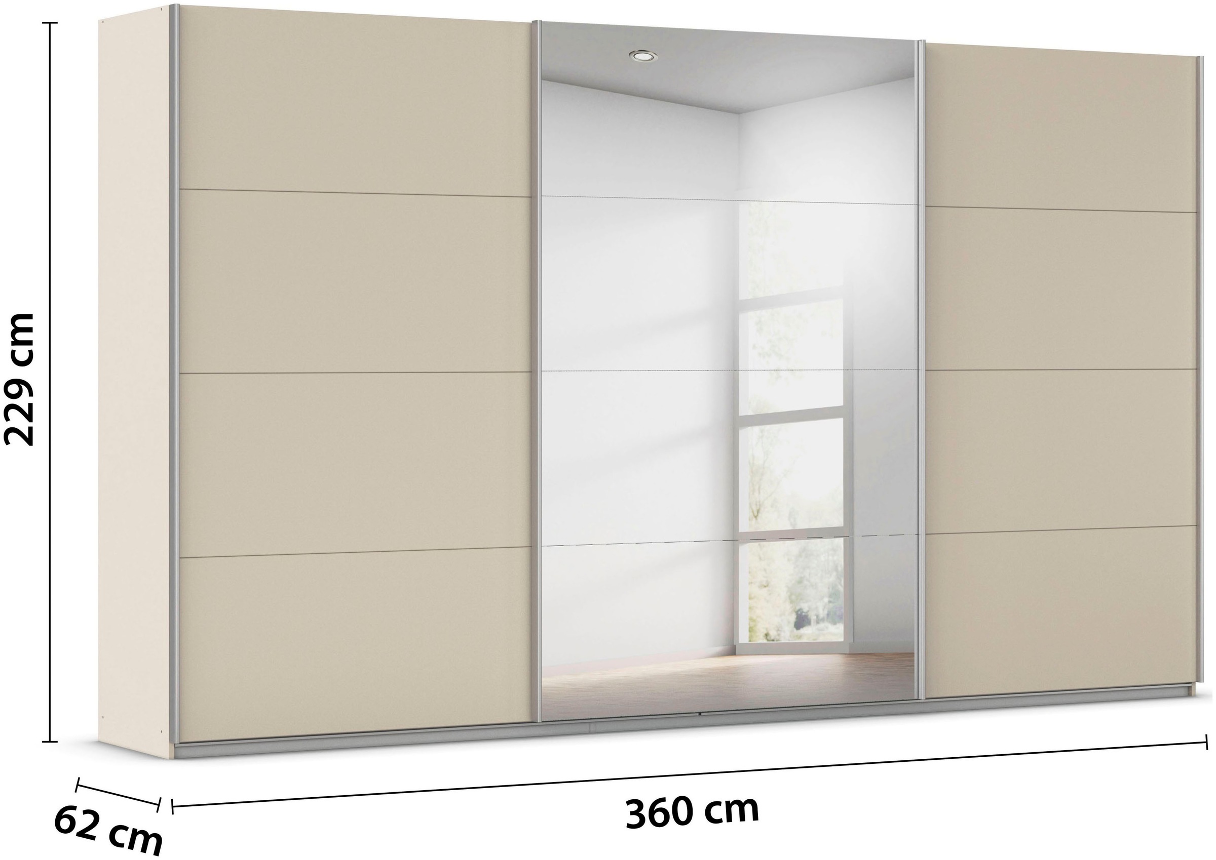 rauch Schwebetürenschrank »Kleiderschrank Schrank Garderobe AGORDO«, (in zwei Griff-Farben), Top Innenausstattung, in 4 Breiten und 2 Höhen MADE IN GERMANY