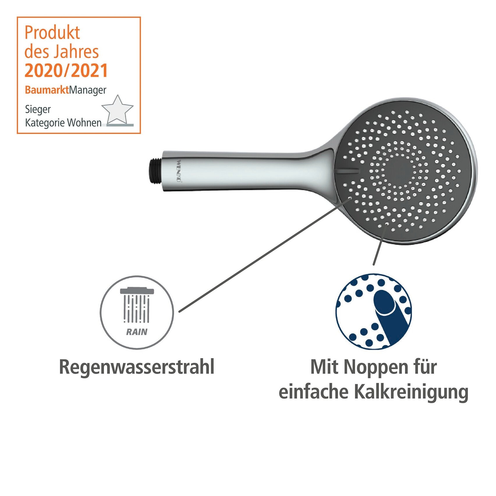 WENKO Handbrause »Watersaving System« Durchmesser 9,6 cm