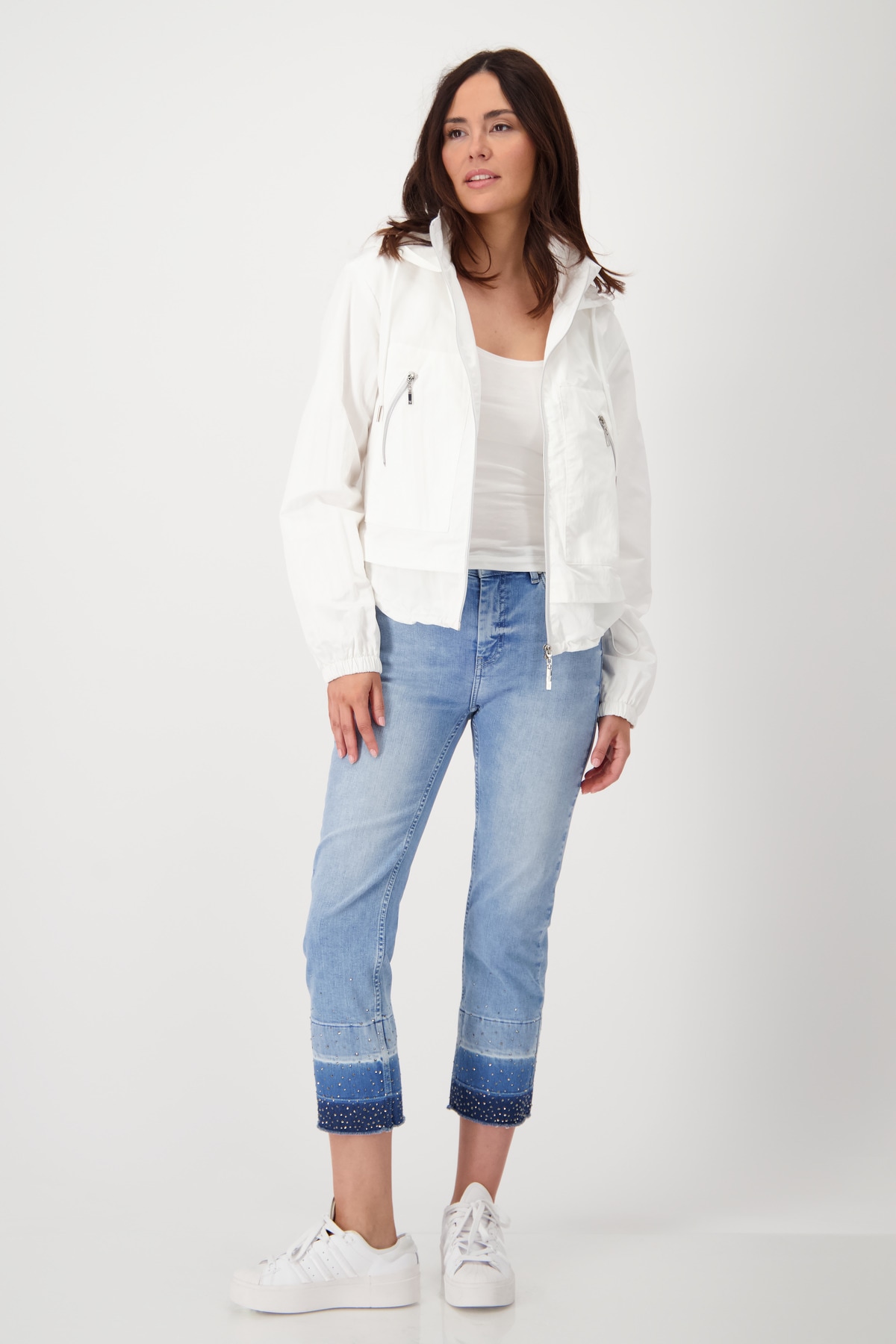 Monari Cargojacke »Jacke Nylon Cargo«, mit Kapuze, Mit Rundhalsausschnitt